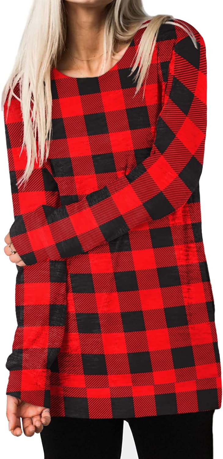 XIEERDUO Womens Casual Sweatshirts Long Sleeve Shirts Oversized With Pocket Tunic Tops S-3XL