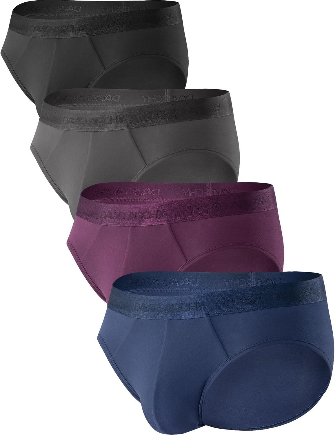 DAVID ARCHY Men's Soft Modal Briefs No Fly Support Pouch 4 or 7 Pack | Breathable moisture-wicking fabric Underwear features comfortable elastic waistbands and roomy 3D contours.