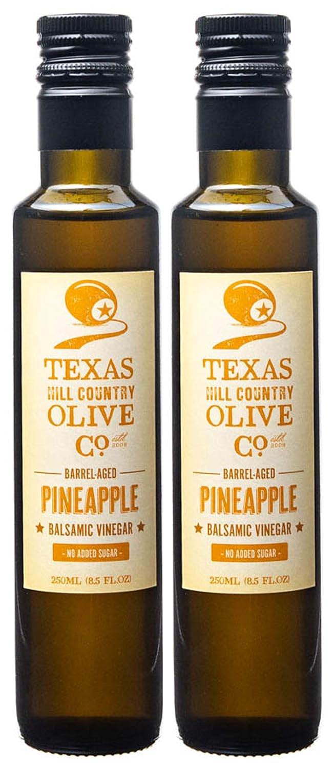 White Lemon Balsamic Vinegar - Gourmet Barrel Aged Infused Balsamic Vinegar - Great for Dressing Dipping Glazing - No Artificial Flavors or Added Sugar - Made in Texas (8.5 oz)