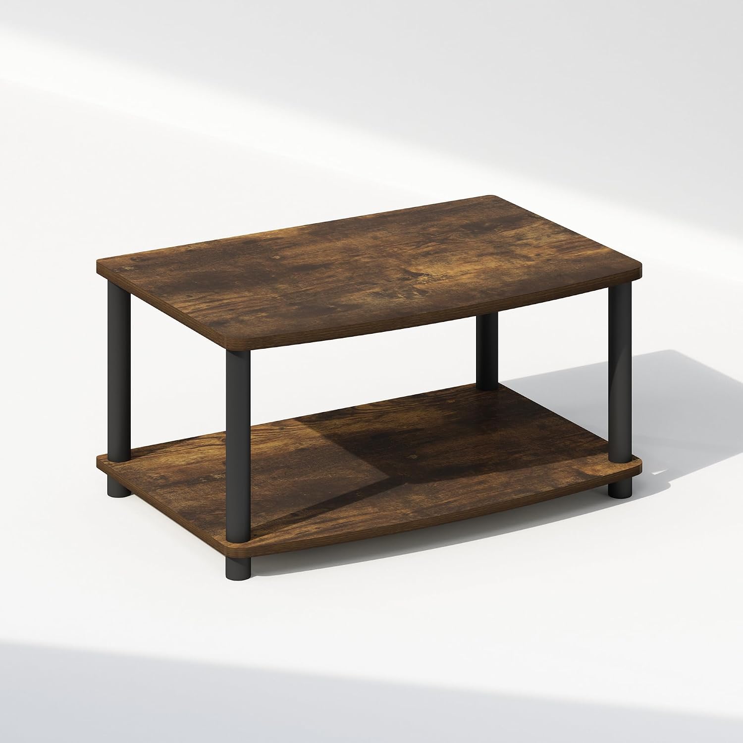 Furinno Turn-S-Tube No Tools 3-Tier Entertainment TV Stands, Dark Cherry and Black