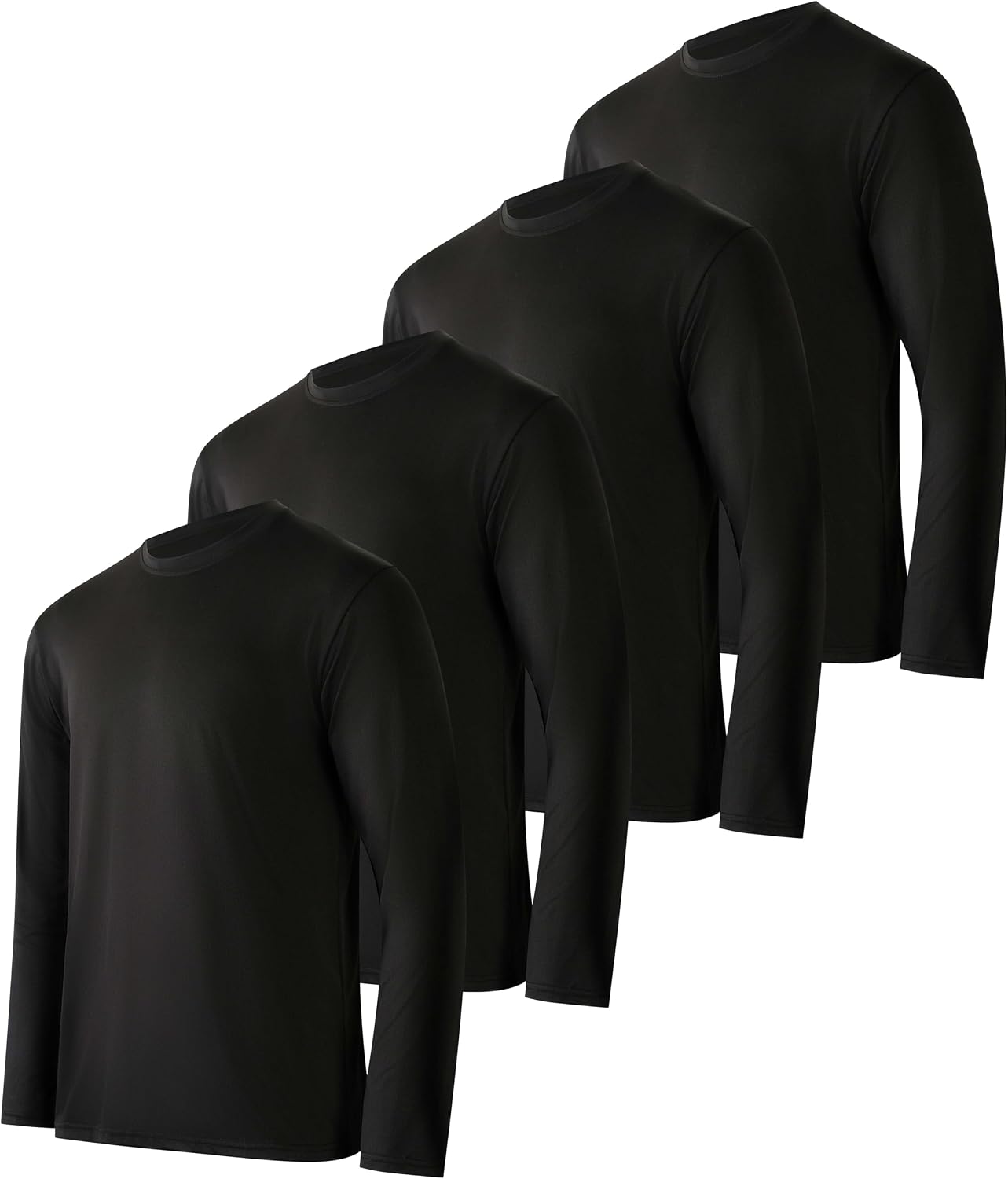 4 Pack Men's Dry Fit Long Sleeve Workout Shirts Gym Athletic Tee Fishing