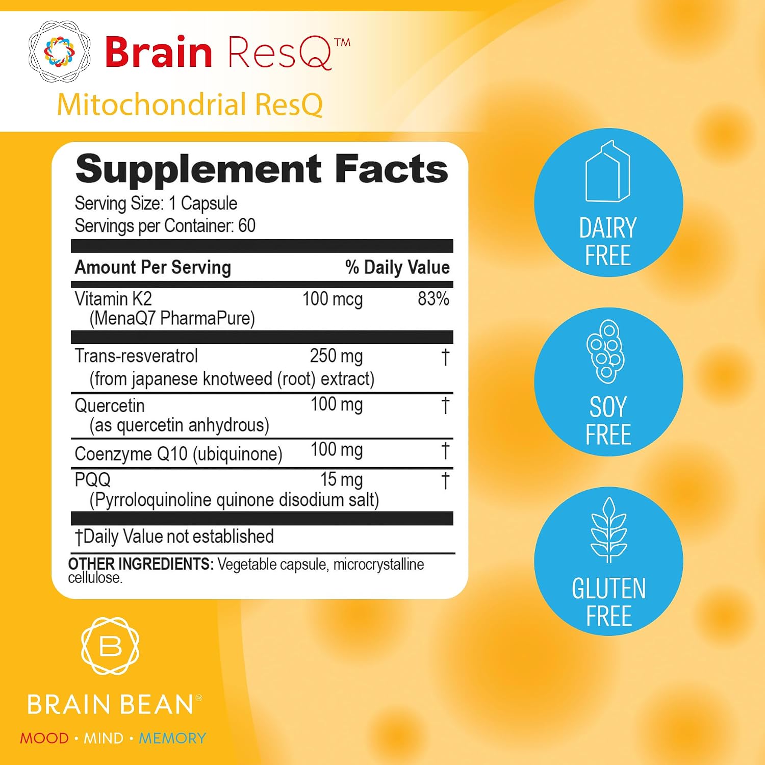 Brain ResQ Advanced Mitochondrial Formula with PQQ, CoQ10, Trans Resveratrol