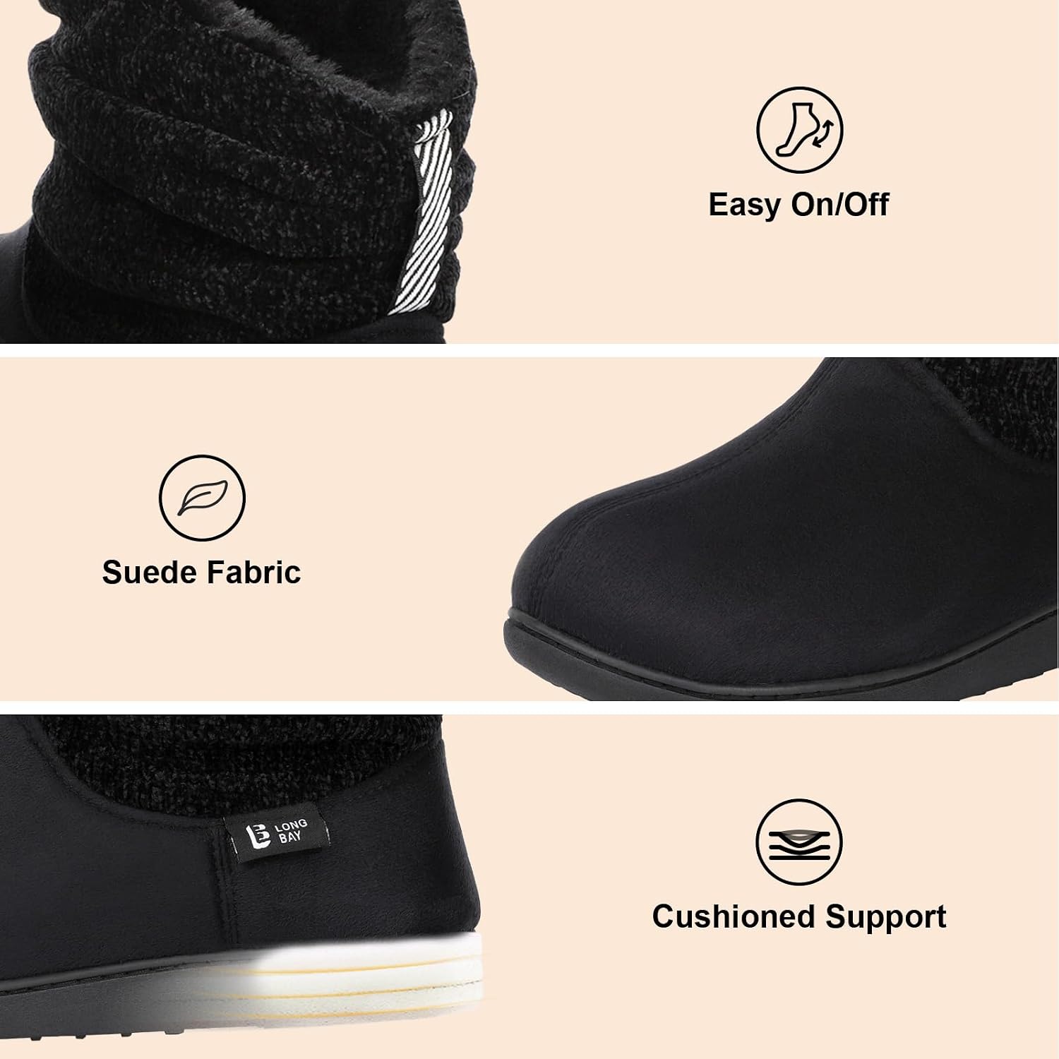 LongBay Slippers Boots for Women Warm Winter Fuzzy Bootie House Shoes Gifts