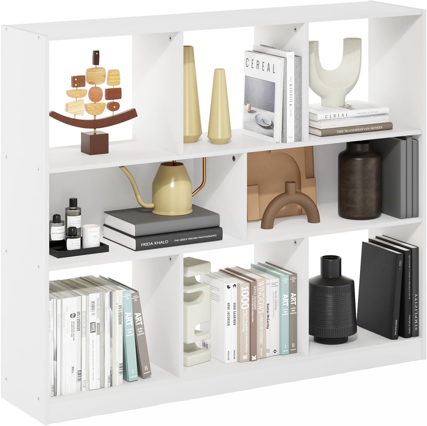 Furinno LUDER Book Shelf, 6-Tier Tall Modern Bookshelf, Bookcase with Open Shelves, 9.3 x 12 x 71, for Living Room, Bedroom, Home Office, White