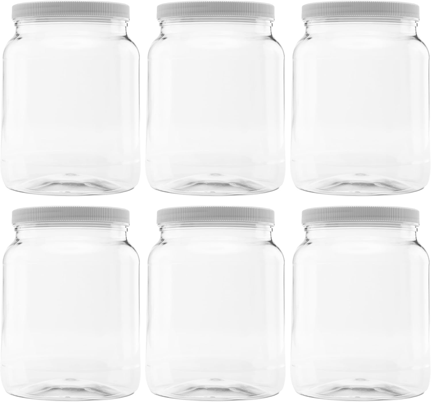 1 Pack - 128 oz (1 Gallon) Plastic Storage Jars with 110-400 Leak Proof Black Lids, Food Grade, BPA Free, Hand Wash Only (128oz, BLK, 1PK)