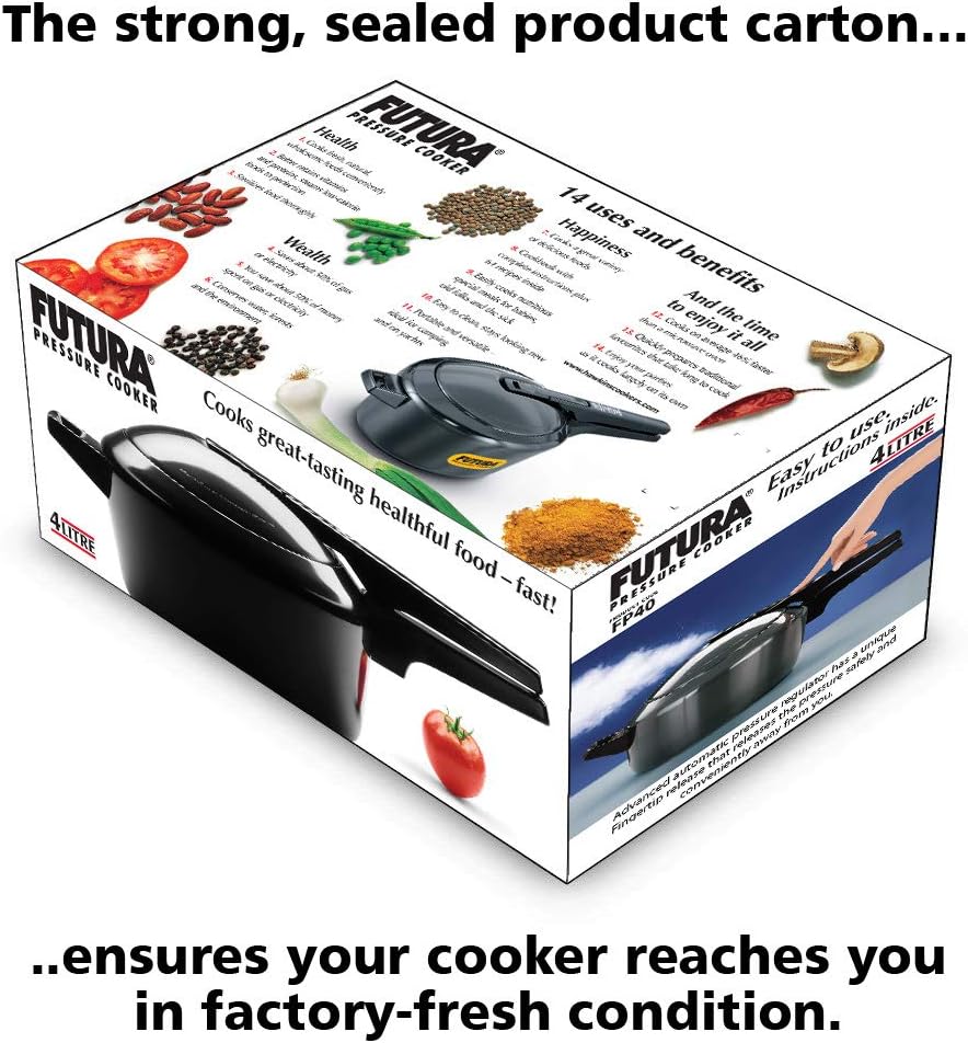 Hawkins Futura 5 Litre Pressure Cooker, Hard Anodised Inner Lid Pressure Cooker, Pan Cooker, Black (FP50)