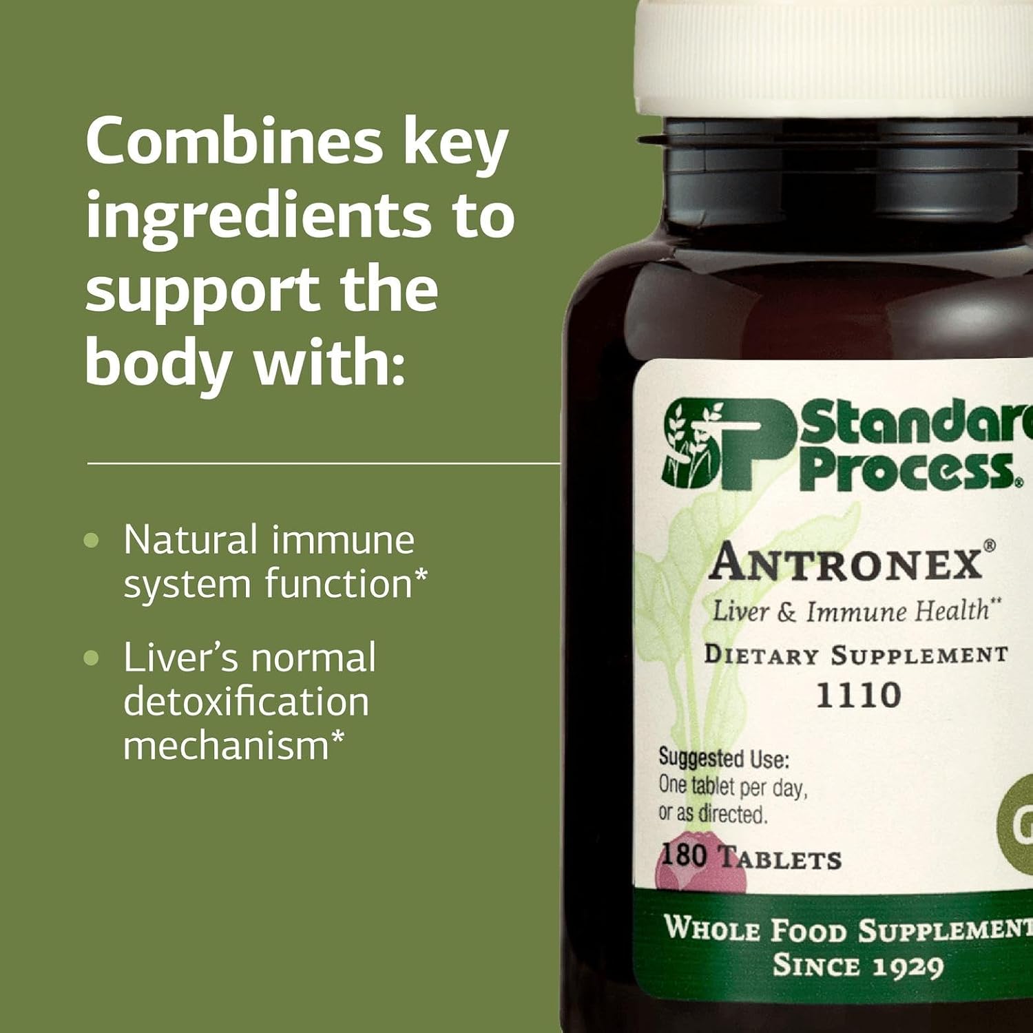 Standard Process Antronex - Liver Health Supplement - Gluten-Free, Non-Dairy & Non-Soy - 180 Tablets (180 Servings)