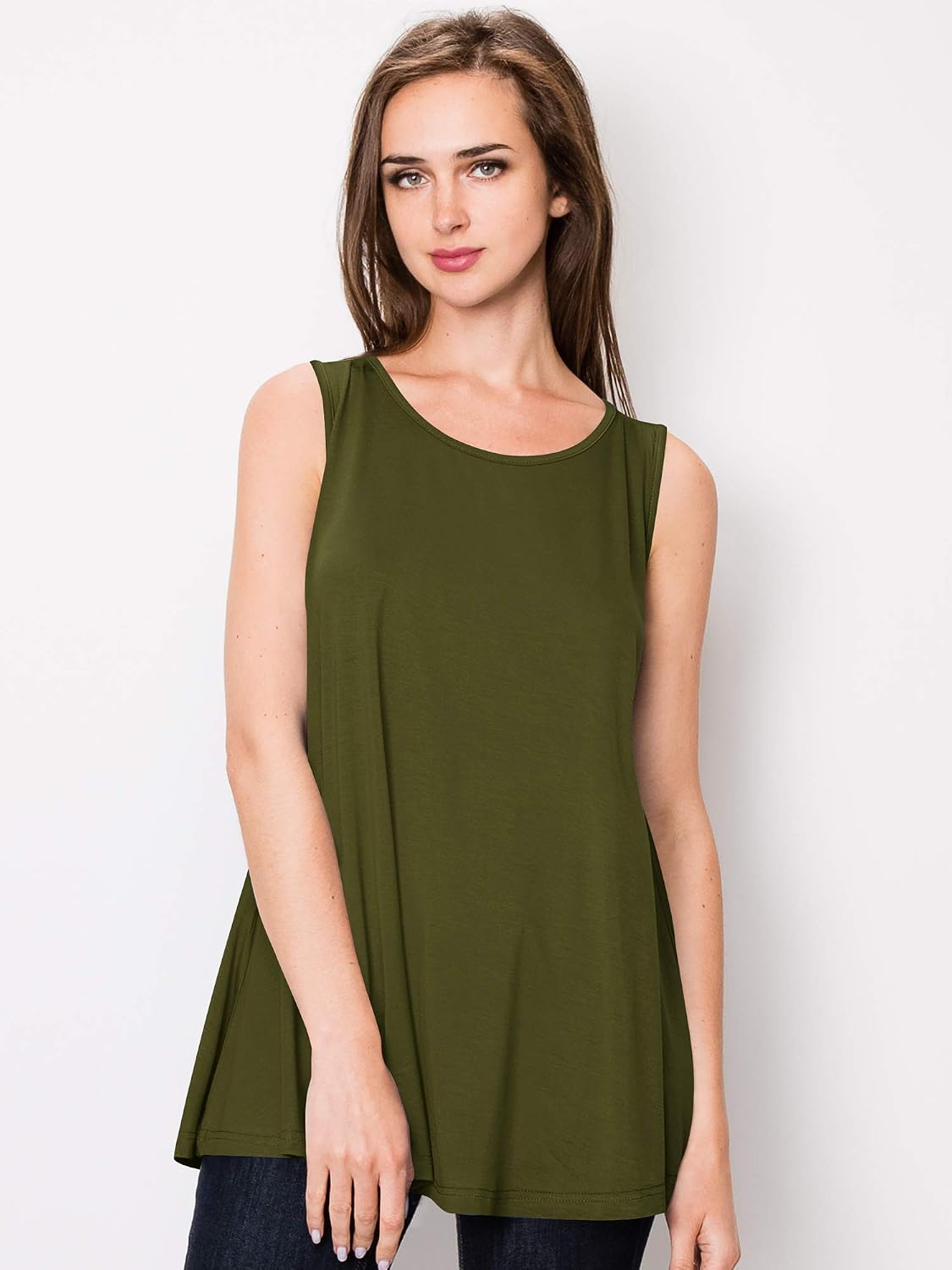 Lock and Love Women Solid Short Sleeve/Sleeveless Tunic for Leggings Swing Tunic Flare Tank Tops S-5XL Plus Size Made in USA