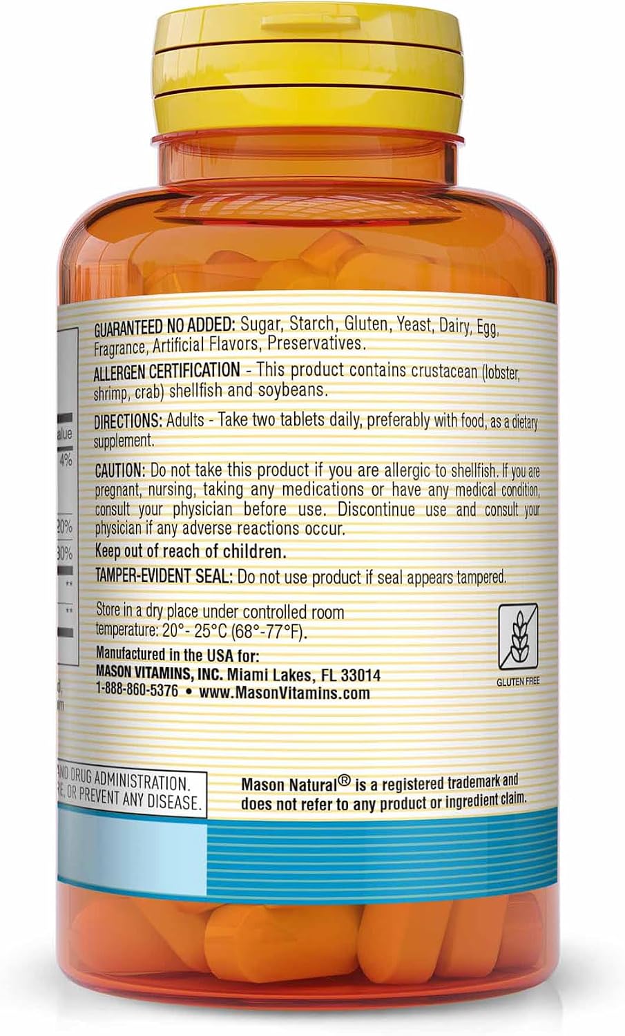 MASON NATURAL Glucosamine Chondroitin 1500/1200 2 Per Day with Vitamin C - Supports Joint Health, Improved Flexibility and Mobility*, 90 Capsules