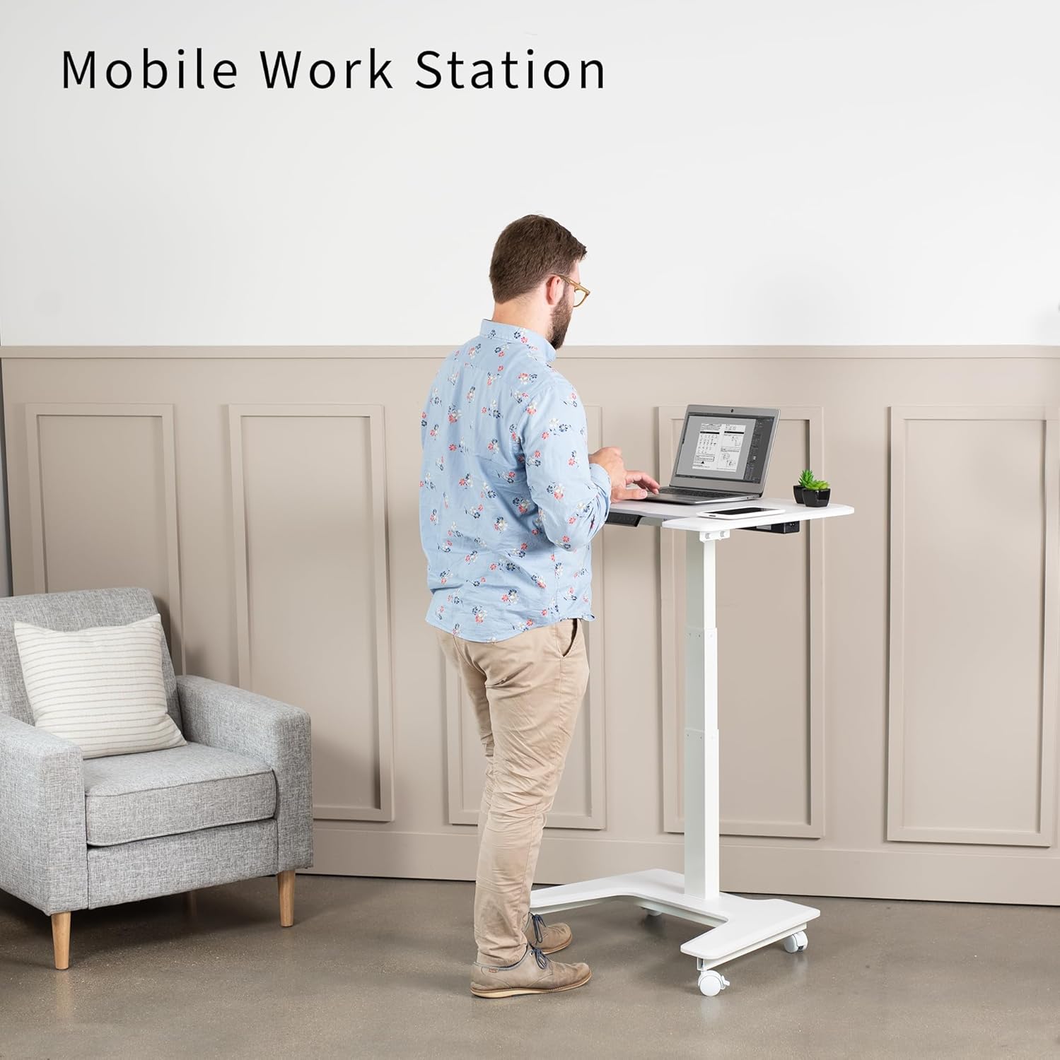 VIVO Black Electric Mobile Height Adjustable 36 inch Dual Platform Standing Desk with Wheels, Rolling Small Space Table, Sit Stand Workstation, DESK-V111VT
