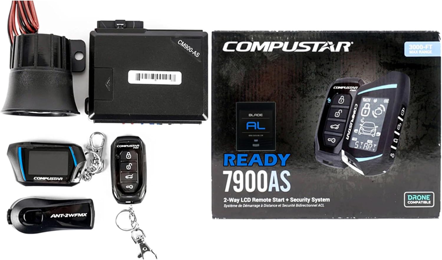 Compustar CS7900-AS All-in-One 2-Way Remote Start and Alarm Bundle w/ 3000 Feet Range