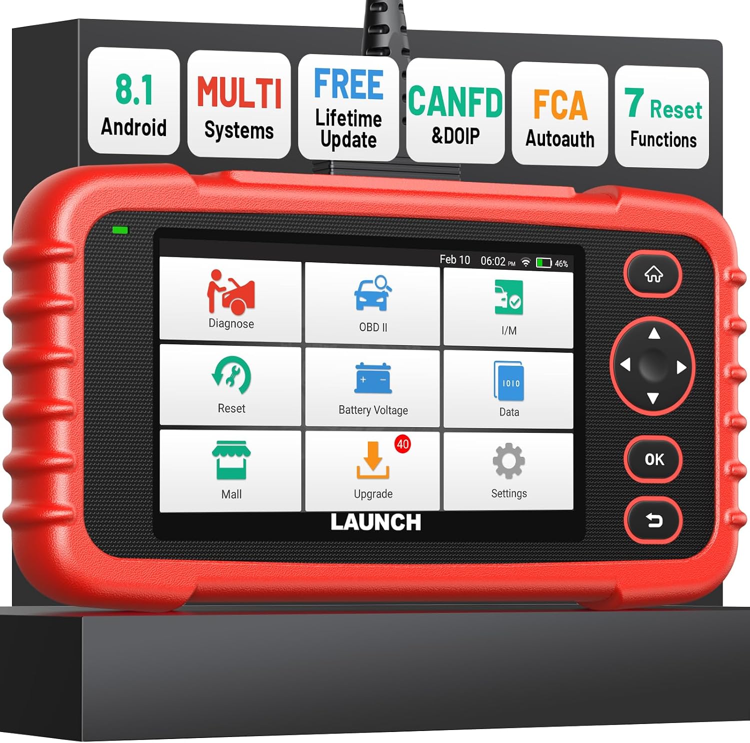 Launch OBD2 Scanner CRP123X V3.0 Elite,7 Resets Scan Tool,Lifetime Update