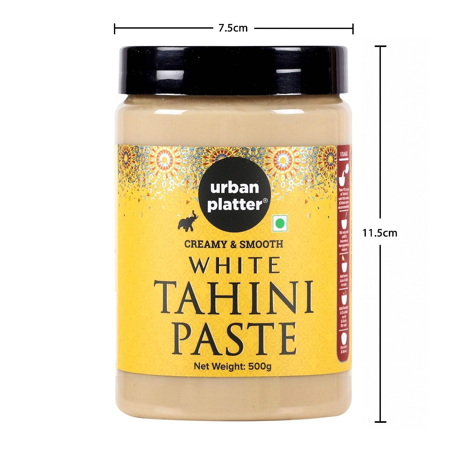 Urban Platter White Tahini Paste | 17.64 Oz (500g) | Creamy & Smooth Sesame Seed Paste | Ideal for Hummus, Salad Dressings, Sauce
