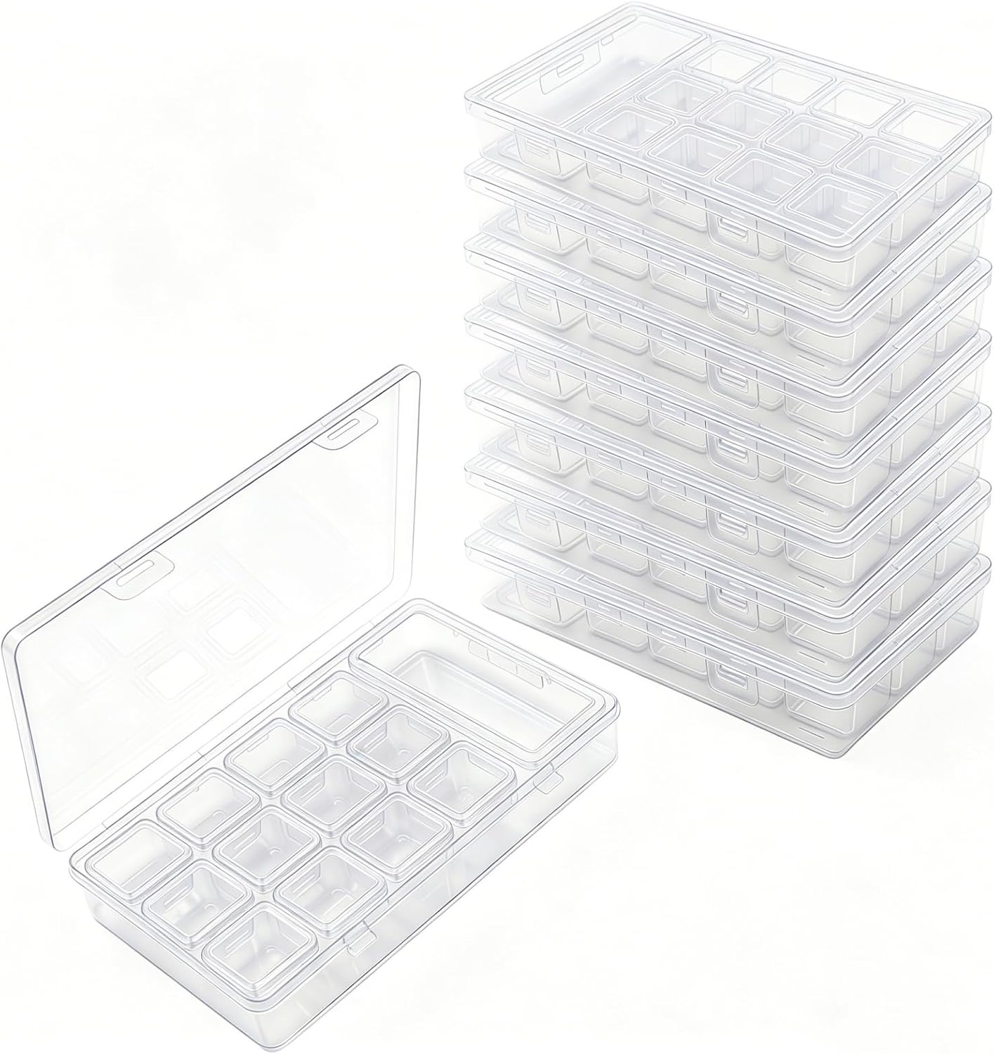 24 Pieces Mixed Sizes Rectangular Empty Mini Clear Plastic Organizer Box