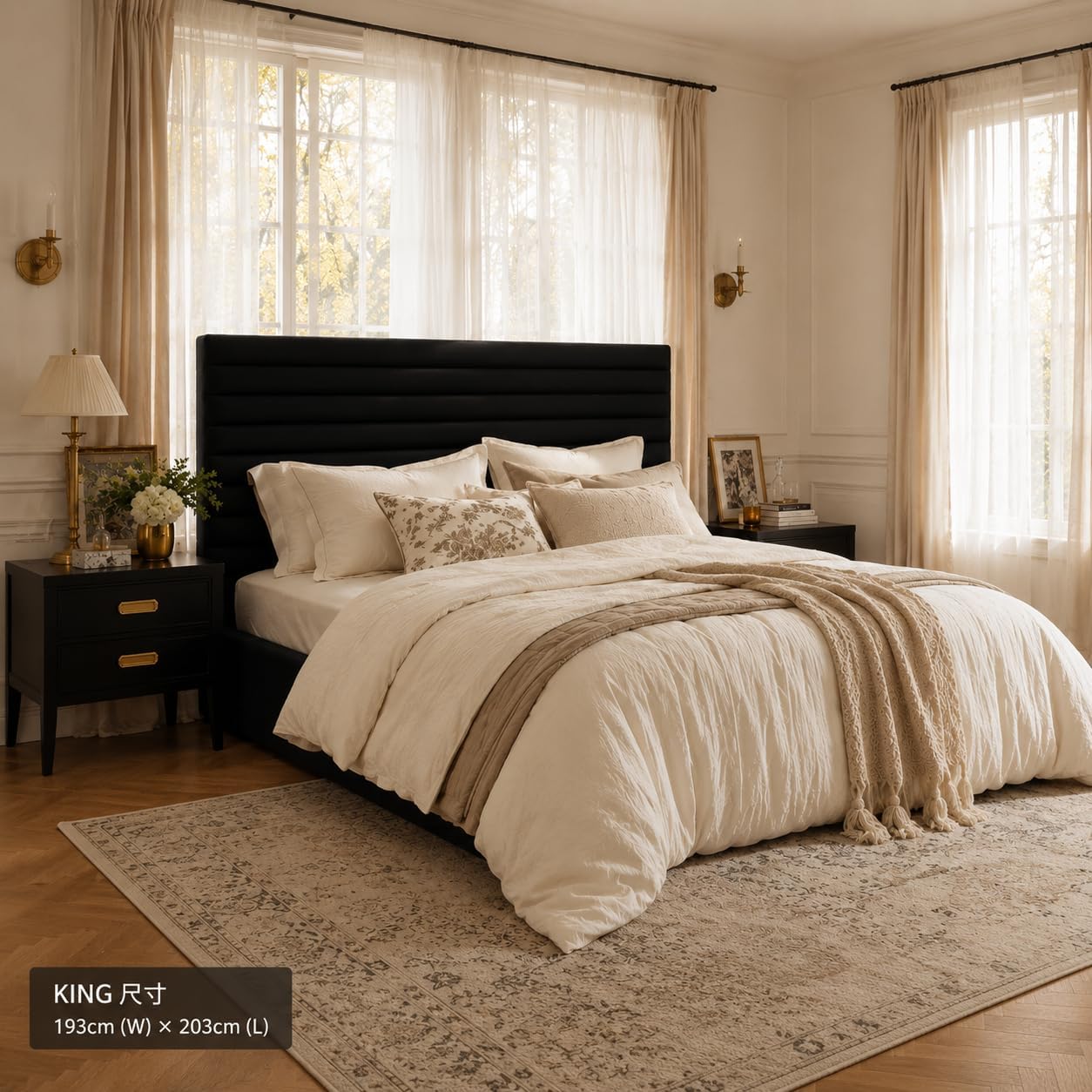 Allewie Queen Bed Frame, Velvet Upholstered Platform Bed with Adjustable Headboard, Horizontal Channel Design, Wood Slat Support, No Box Spring Needed, Noise Free, Easy Assembly, White