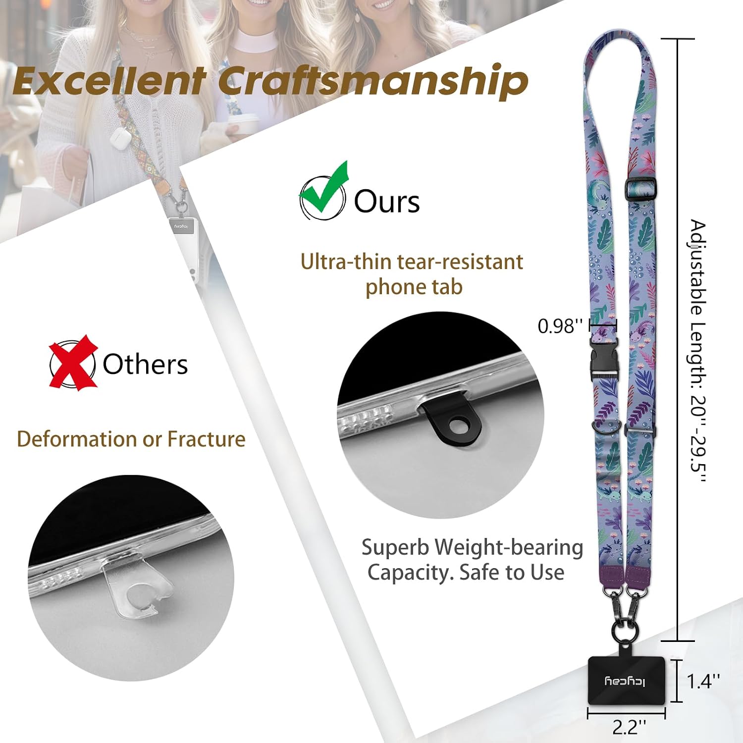 Icycay Phone Lanyard Crossbody Strap Neck Adjustable Teacher Women Cat