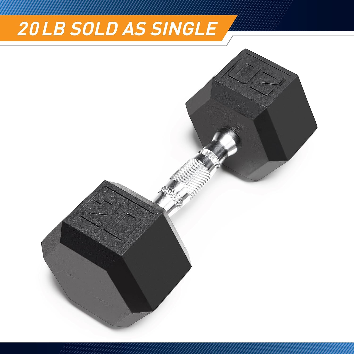 Marcy Classic Rubber Hex Dumbbell with Knurled Grip for Strength Training and Bodybuilding, 5lb - 50lb Single Dumbbell for Exercise & Fitness, Sold Individually
