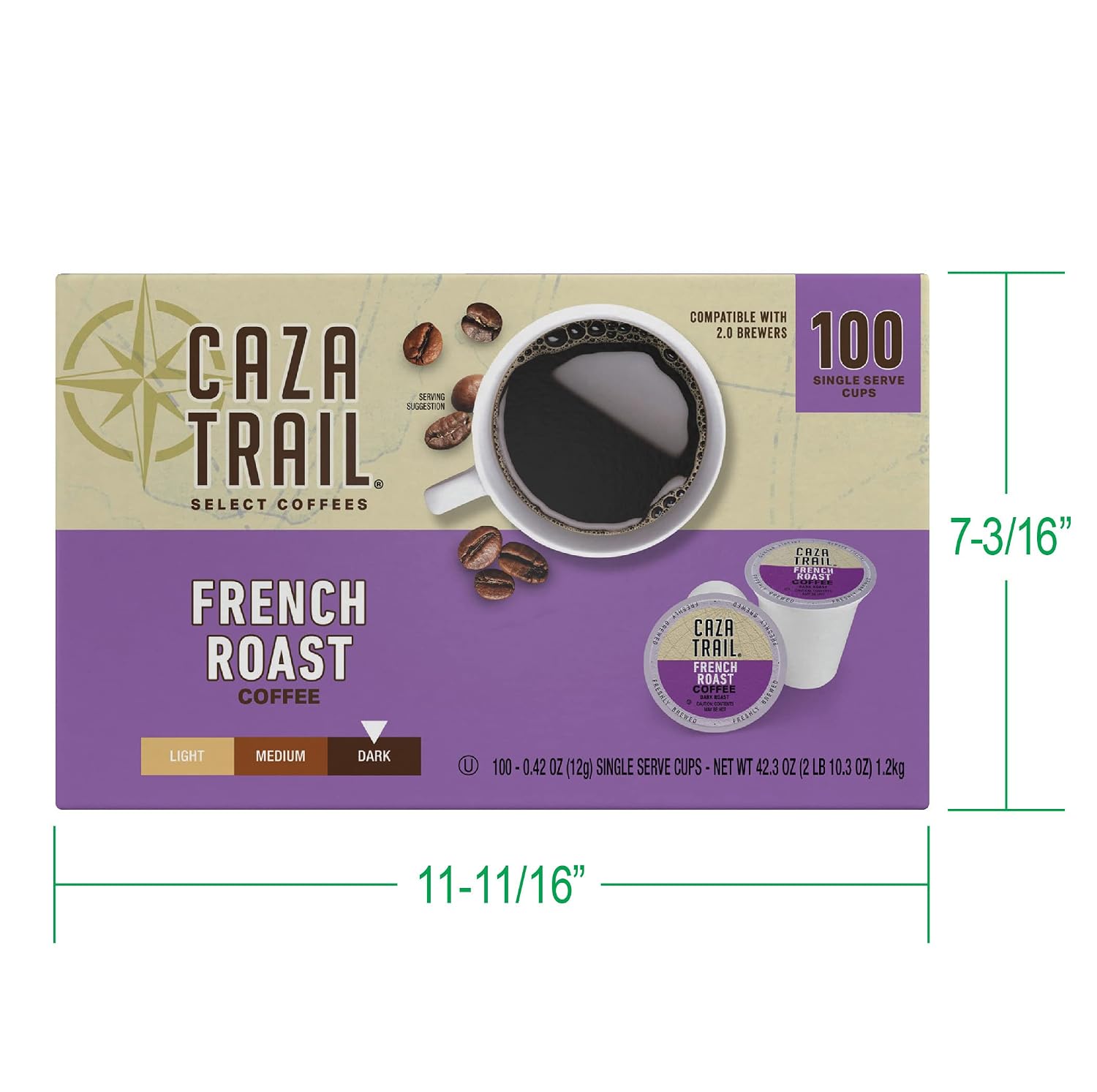 Caza Trail Coffee, Kona Blend, 100 Single Serve Cups