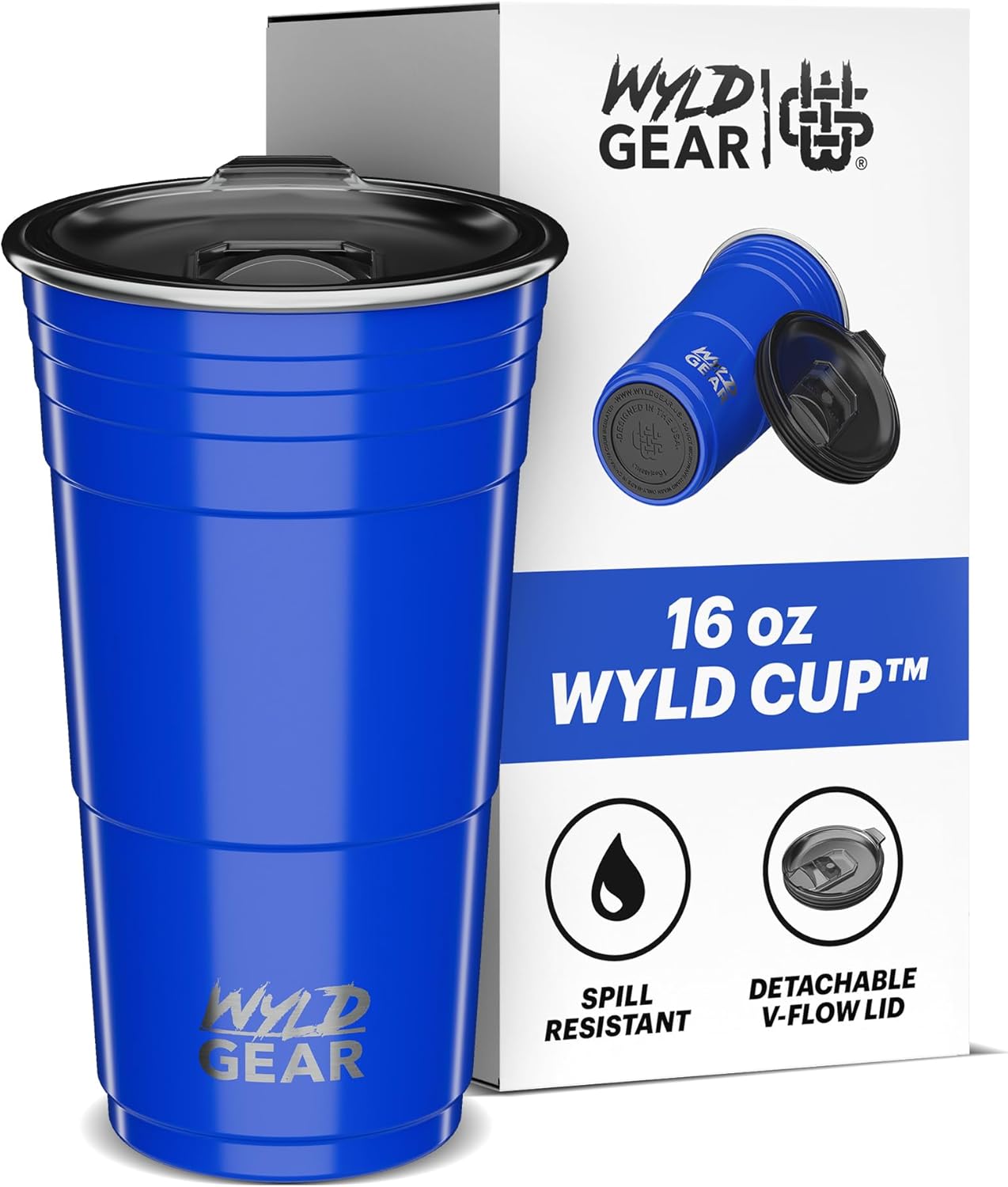 Wyld Gear Party Cup 24oz Red Stainless Steel Reusable Metal Cup with Lid