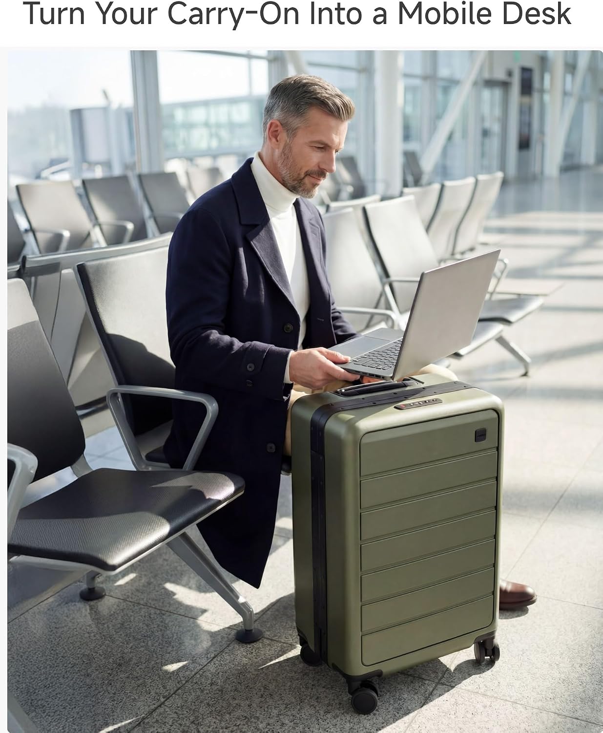 LUGGEX Front Opening Zipperless Carry On Suitcase, Black, 21" | Carry On Luggage, Front Opening, Airline Approved, TSA Lock, 8 Spinner Wheels, 36L Capacity, HUP-Pro Hard Shell, ZX-Core