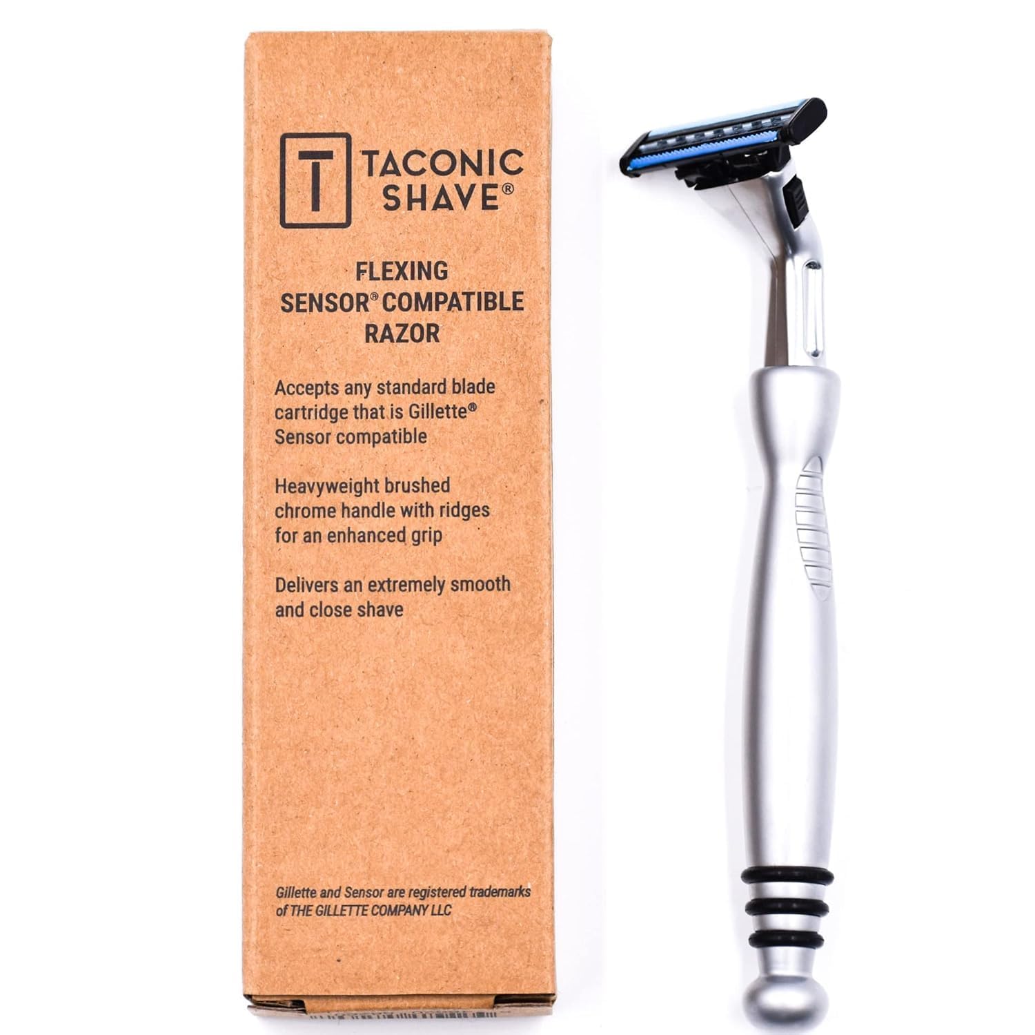 Taconic Heavyweight Sensor-Compatible Triple Blade Pivot Razor | Heavyweight Pivoting Handle Accepts Sensor And Sensor Excel Cartridges And Includes
