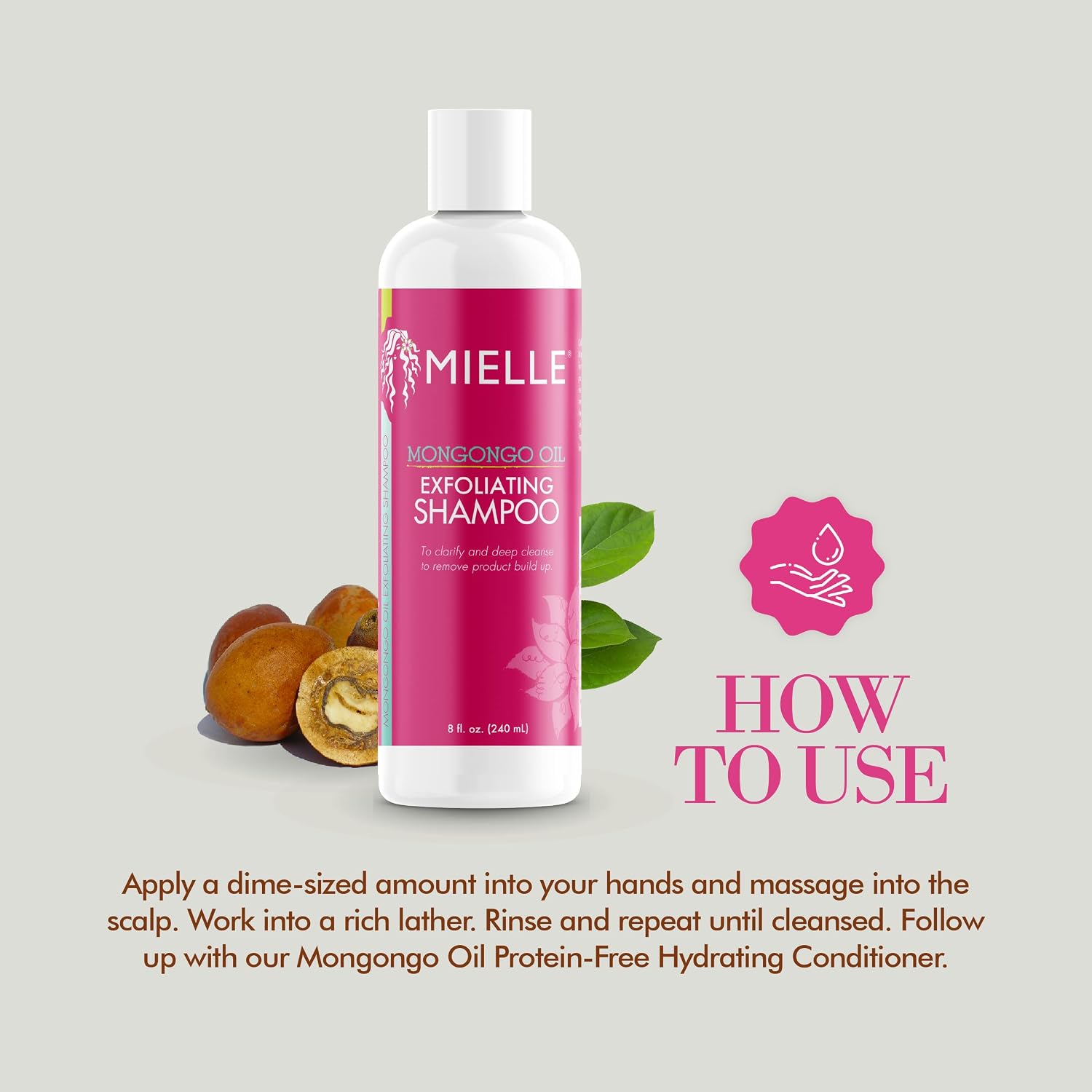 Mielle Organics Mongongo Oil Exfoliating Hair Shampoo - Sulfate-Free Shampoo & Scalp Exfoliator to Remove Dirt