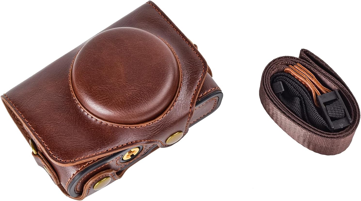 kinokoo Case for Canon PowerShot SX720 HS/SX730 HS/SX740 HS Digital Camera - PU Leather SX740 HS Protective Case Easy Carrying Bag with Adjustable Shoulder Strap - Brown