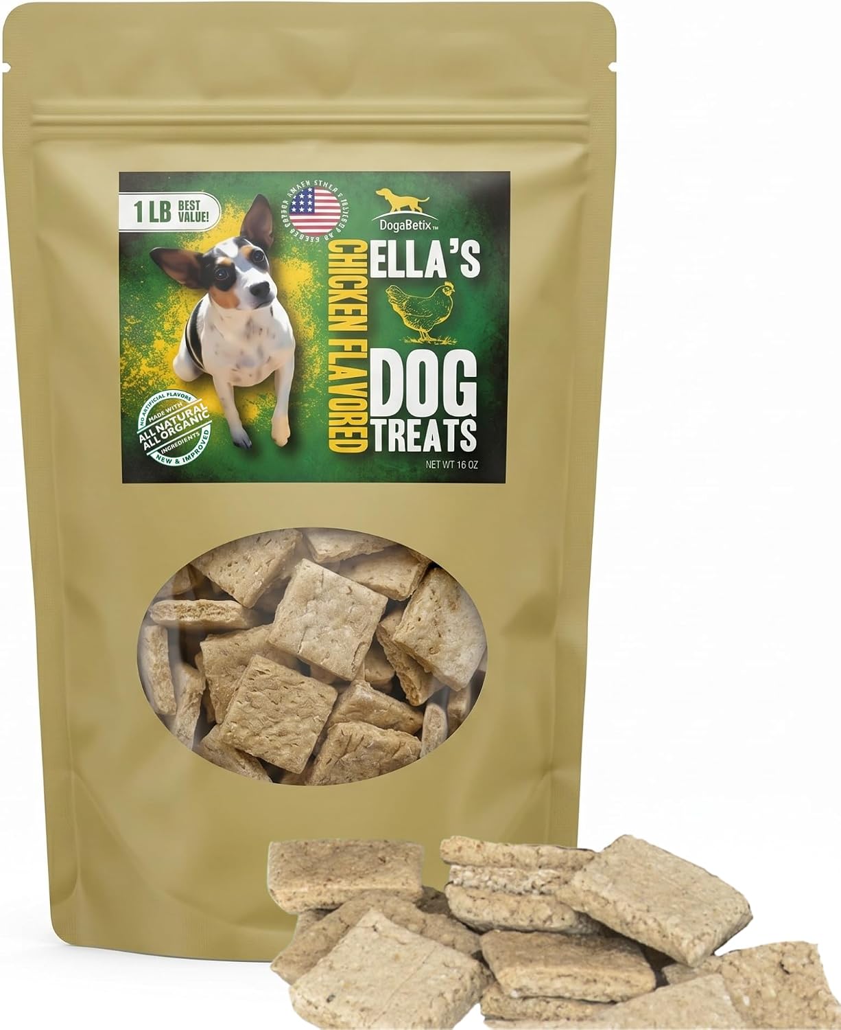 Ella's Diabetic Dog Treats Chicken (8oz) - Low Glycemic Ingredients - Vet Approved - Made in USA by Owners of Diabetic Dogs - Developed to Help Keep Glucose Levels Stable