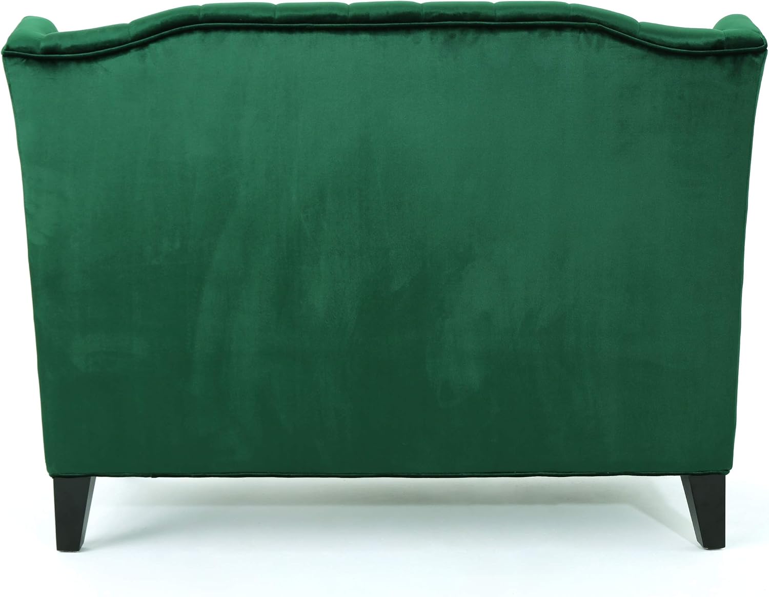 Christopher Knight Home Leora Modern Glam Tufted Velvet Wingback Loveseat, Emerald / Dark Brown