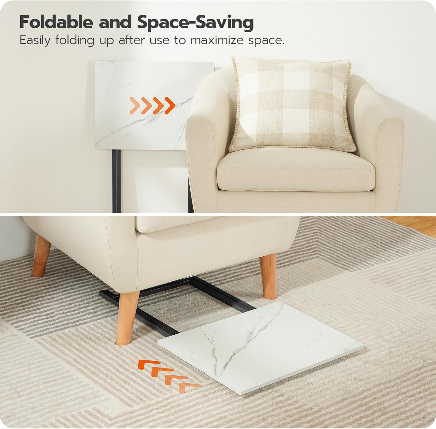 HOOBRO Folding TV Tray Tables, Set of 4 TV Trays with Storage Rack, Industrial Side Table for Eating at Couch, Foldable Snack Table for Small Space