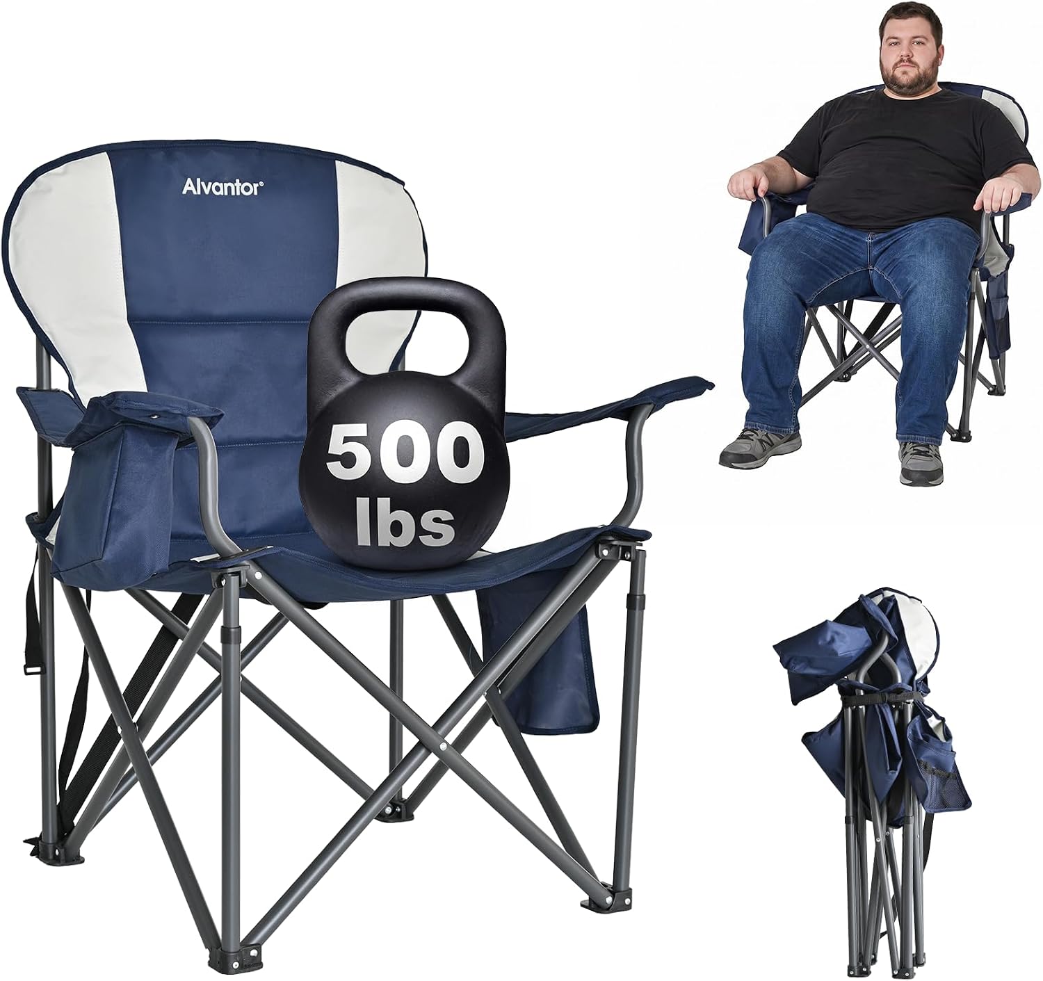 Alvantor® Camping Chair, Full Mesh Folding Beach Chair Breathable High Back Portable Lawn Chair for Outdoor, Armrest, Cup Holder, Easy Use Seat for Travel, Fishing, Pinic, Sports Event, 24"x31"x38"