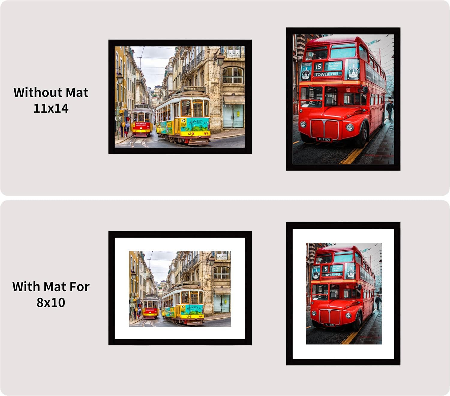 pojah 12x12 Black Picture Frame Set of 4,Wall Frames,HD Plexiglass