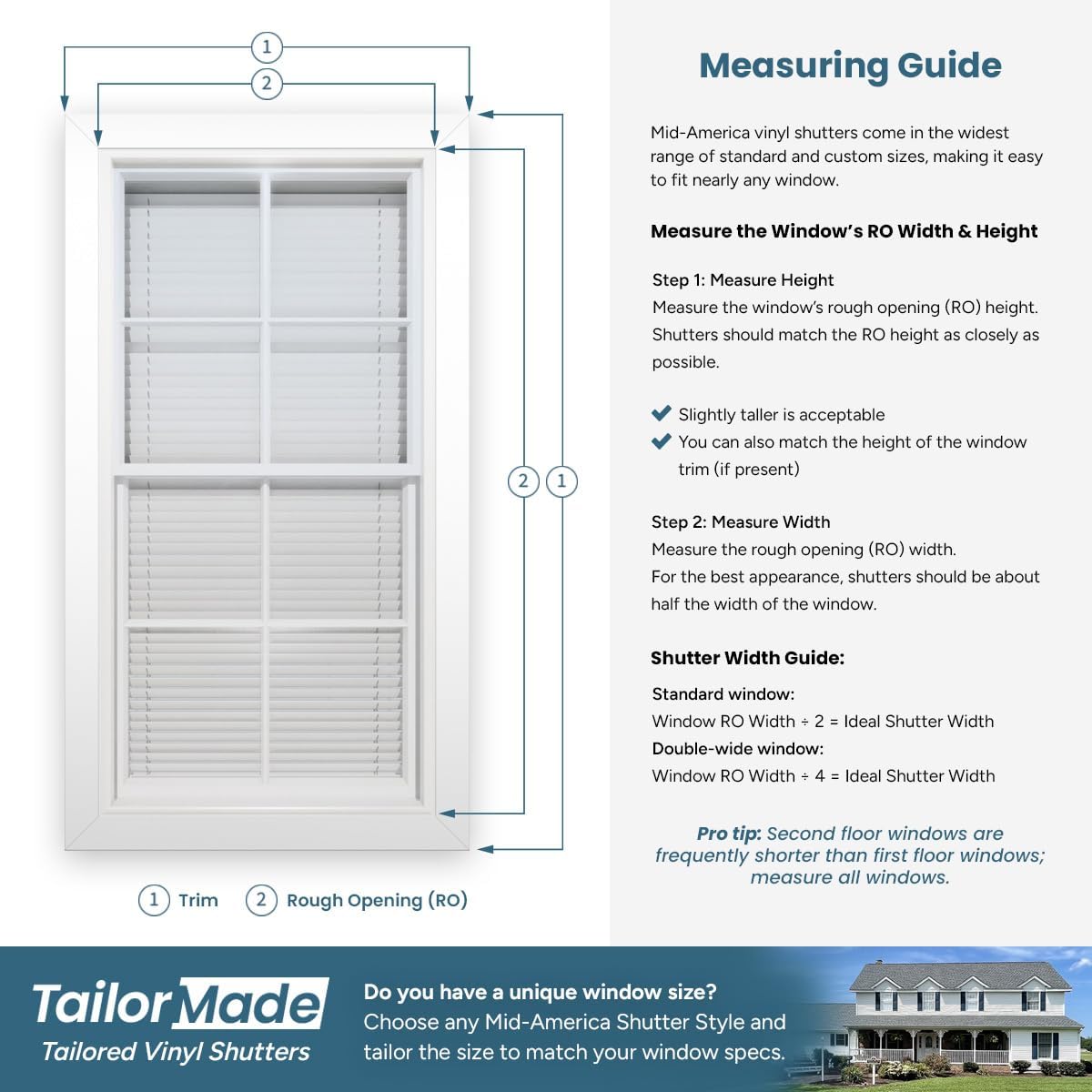 Mid America 00021247002 Standard Size Williamsburg Double Panel Vinyl Shutters, w/Installation Shutter-Lok's & Matching Screws (Per Pair), 002, 12"W x 47"H, Black