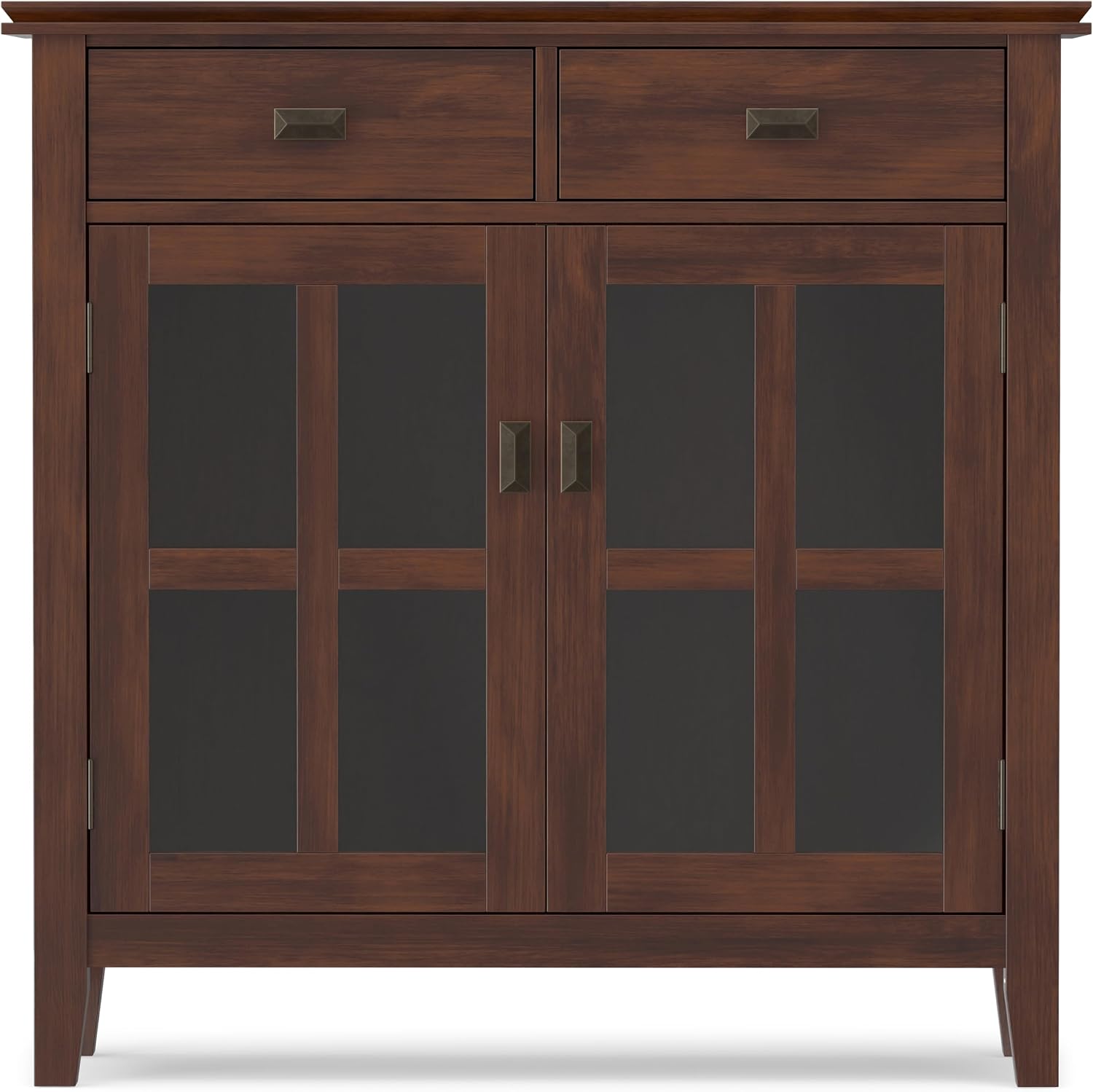 SIMPLIHOME Artisan 30" Wide Solid Wood Cabinet in Russet Brown