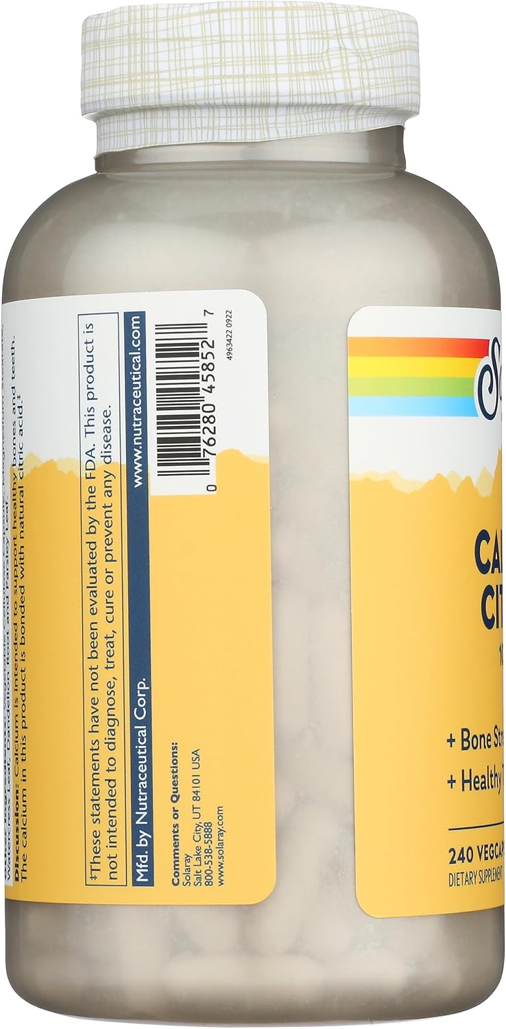 Solaray Calcium Citrate, 240 Caps, 0.75 Bottle