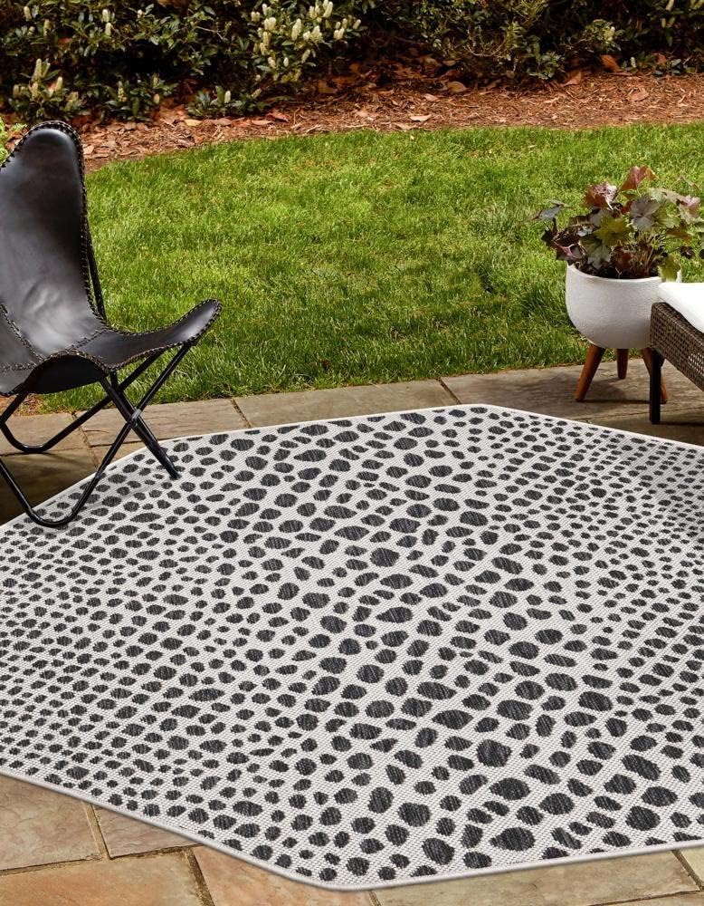 Unique Loom Outdoor Collection Area Rug - Cape Town (9' x 12' Rectangle, Blue/Ivory)