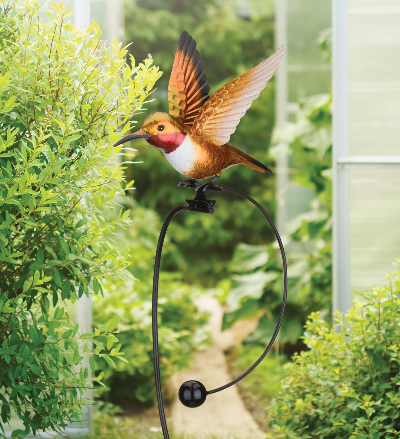 Regal Art & Gift Rocker Hummingbird Garden Stake, Kinetic Metal Yard Art