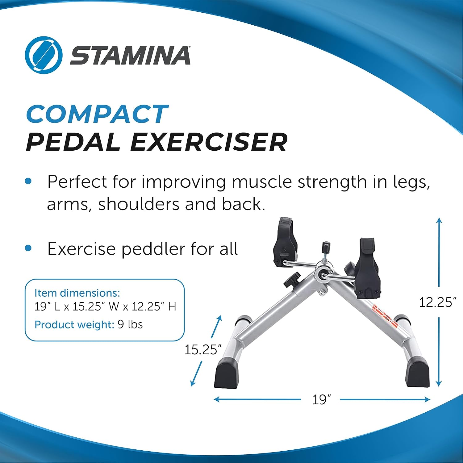Stamina InStride Cycle XL - Folding Cycle Pedal Exerciser - Fitness Bike with Smart Workout App for Seated Exercise - Foldable Exercise Bike for