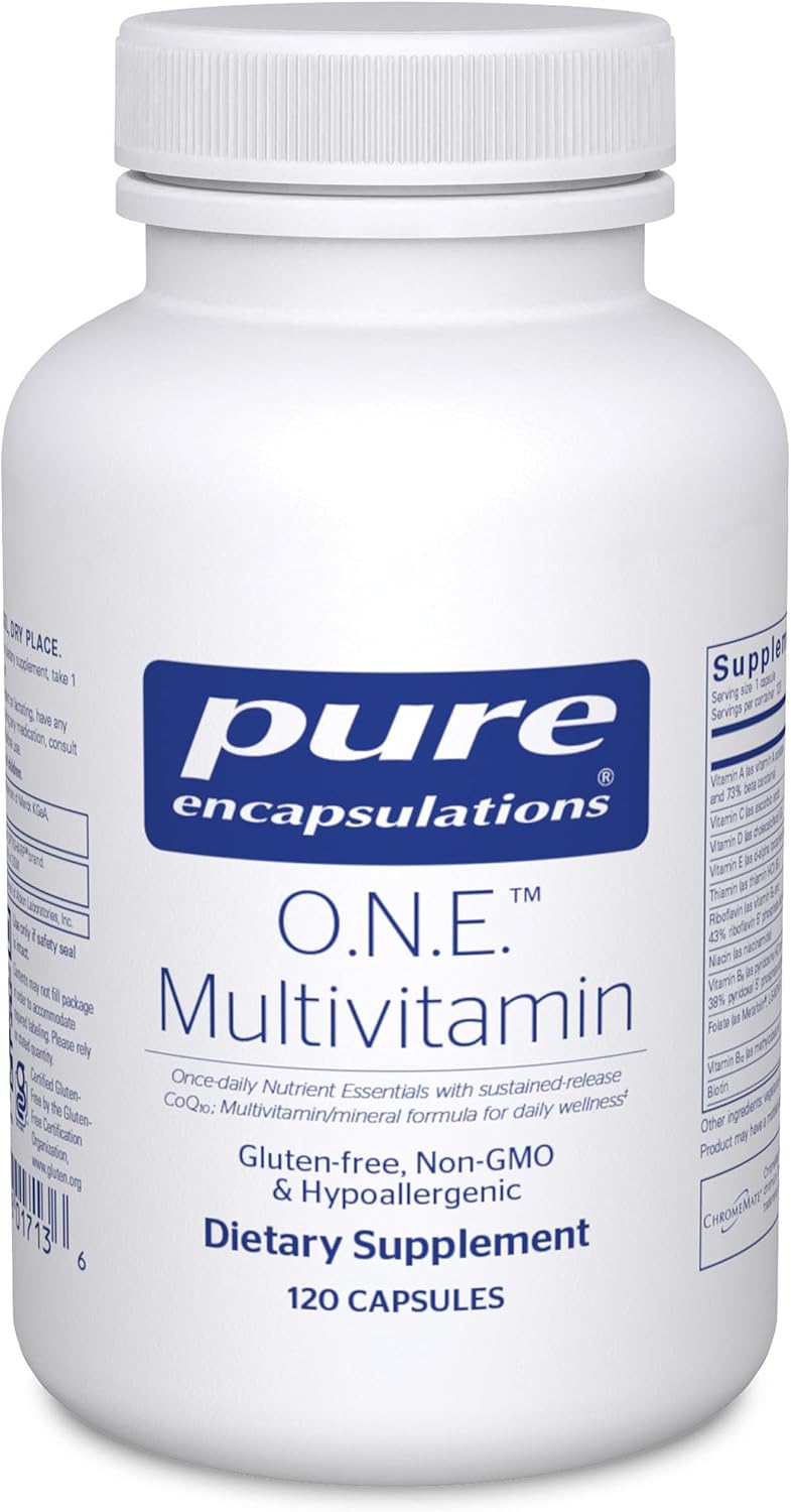 Pure Encapsulations O.N.E. Multivitamin, 60 Capsules | Once Daily Multivitamin with Antioxidant Complex Metafolin, CoQ10, and Lutein to Support Vision, Cognitive Function*