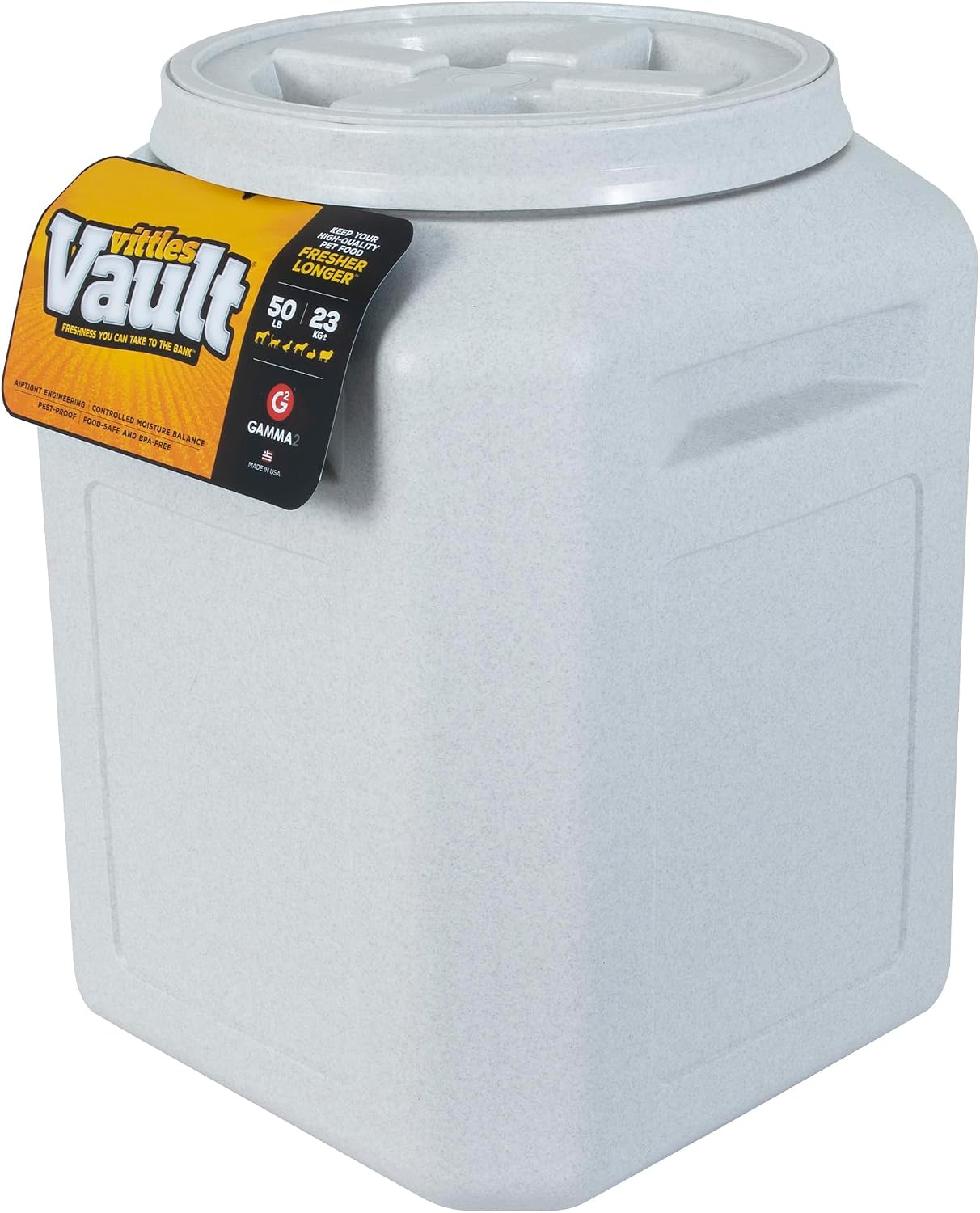 Gamma2 Vittles Vault Pet Food Storage Containers - Sealed Dog and Cat Food Storage Container, Fits up to 25lbs, Made in the USA - [12"L x 13.75"H] | Made in USA, 12 inch long by 13.75 inch tall, airtight lid keeps kibble fresh and pests out, a durable pa…
