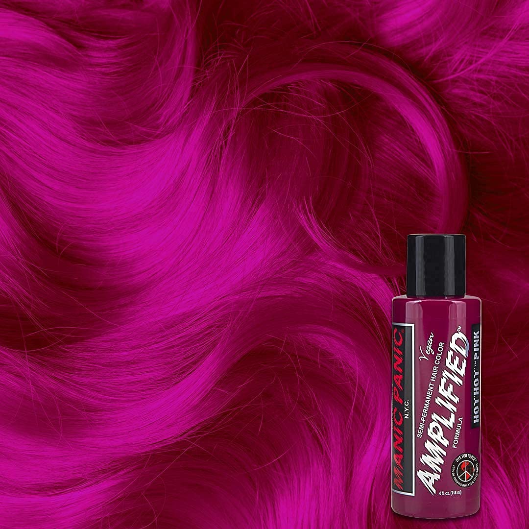 MANIC PANIC Cotton Candy Pink Hair Color - Amplified - Semi Permanent Hair Dye - Bright Pink Cool Toned Color - Glows in Blacklight - Vegan, PPD & Ammonia-Free - For Coloring Hair on Women & Men