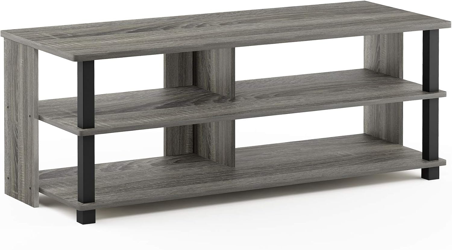 Furinno Beginning TV Stand, 2-Tier Rectangular Entertainment Center with Shelf, TV Console for TV up to 36 Inch, Open Back, for Living Room, Bedroom, French Oak