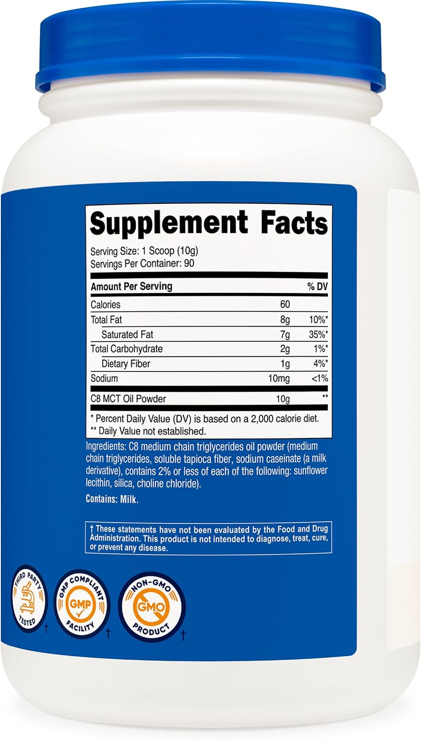 Nutricost C8 MCT Oil Powder 1LB (16.2oz) - 95% C8 MCT Oil Powder