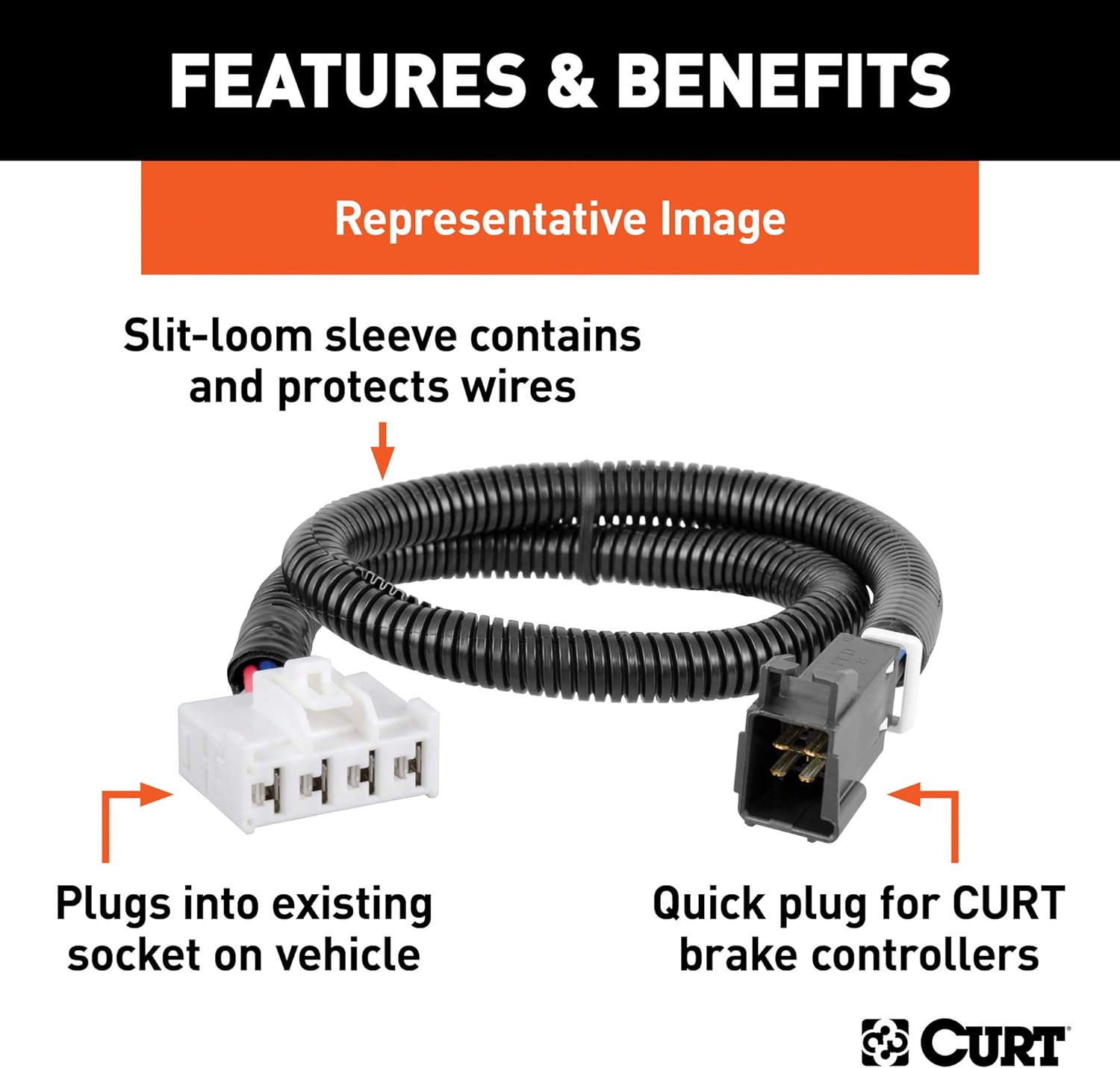 CURT 51323 Quick Plug Electric Trailer Brake Controller Wiring Harness, Fits Select Ford, Land Rover, Lincoln, Mercury Trucks and SUVs