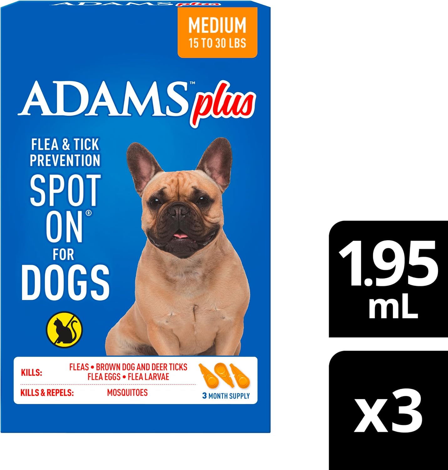 ADAMS Plus Flea & Tick Prevention Spot On for Extra Large Dogs, 3 Pack