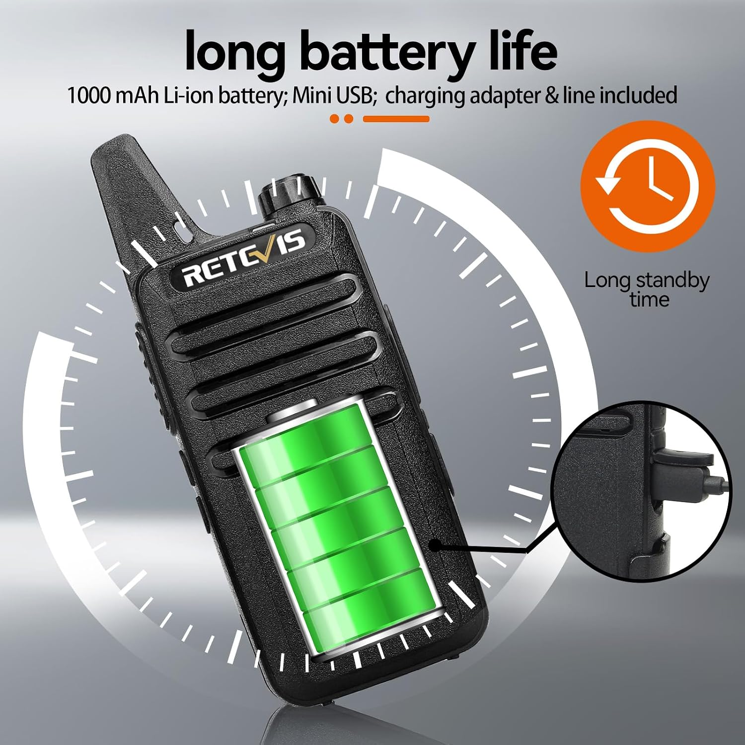 Retevis RT22 Compact & Lightweight FRS Walkie Talkies Long Range (4 Pack) | For Small Business, Camping, Hiking, Cruise, Safe Short Antenna, Comfortable to Carry, Loud & Clear Audio, USB-C