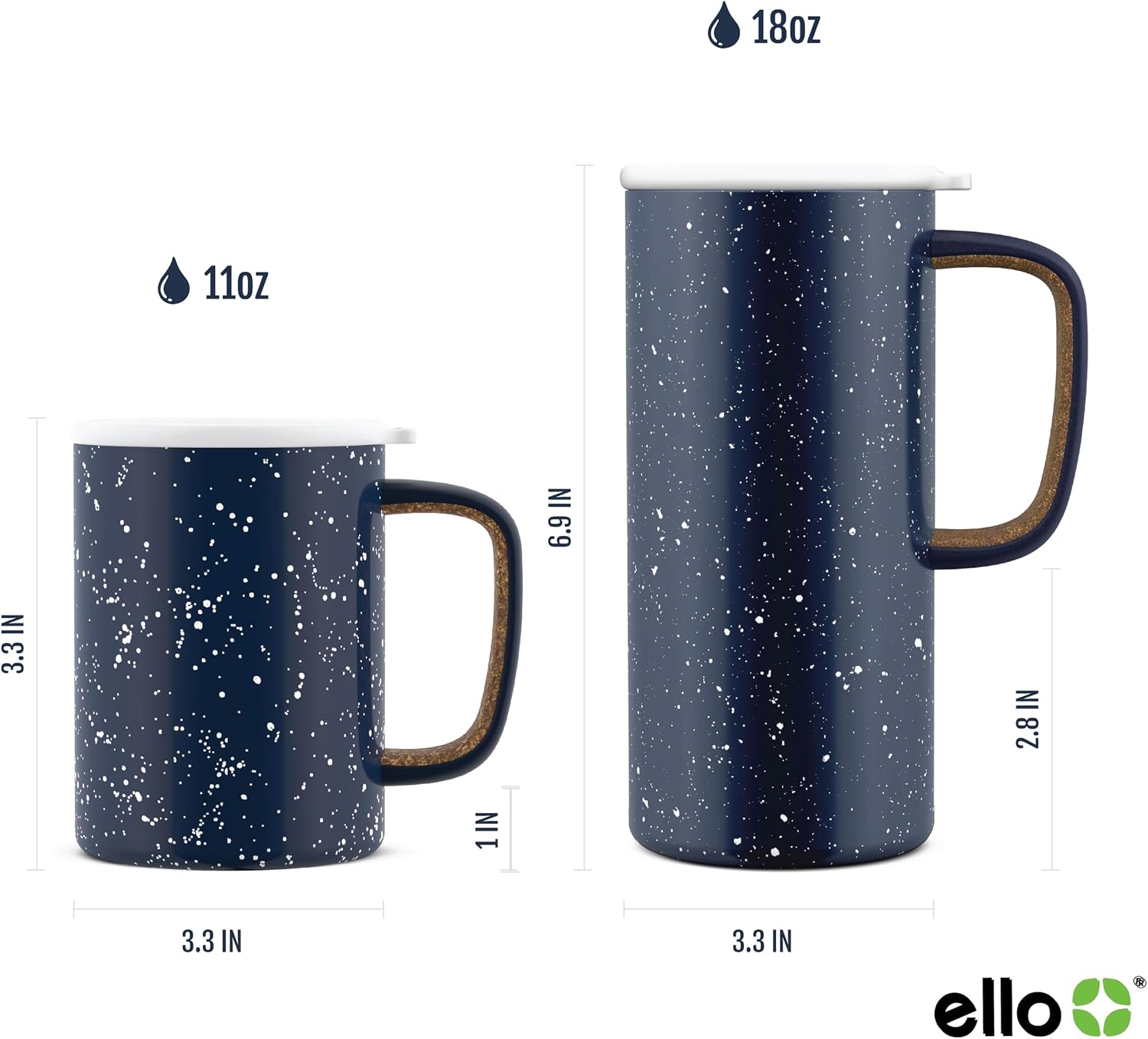 Ello Campy 18oz Insulated Stainless Steel Travel Mug with Handle, Avalon Sea