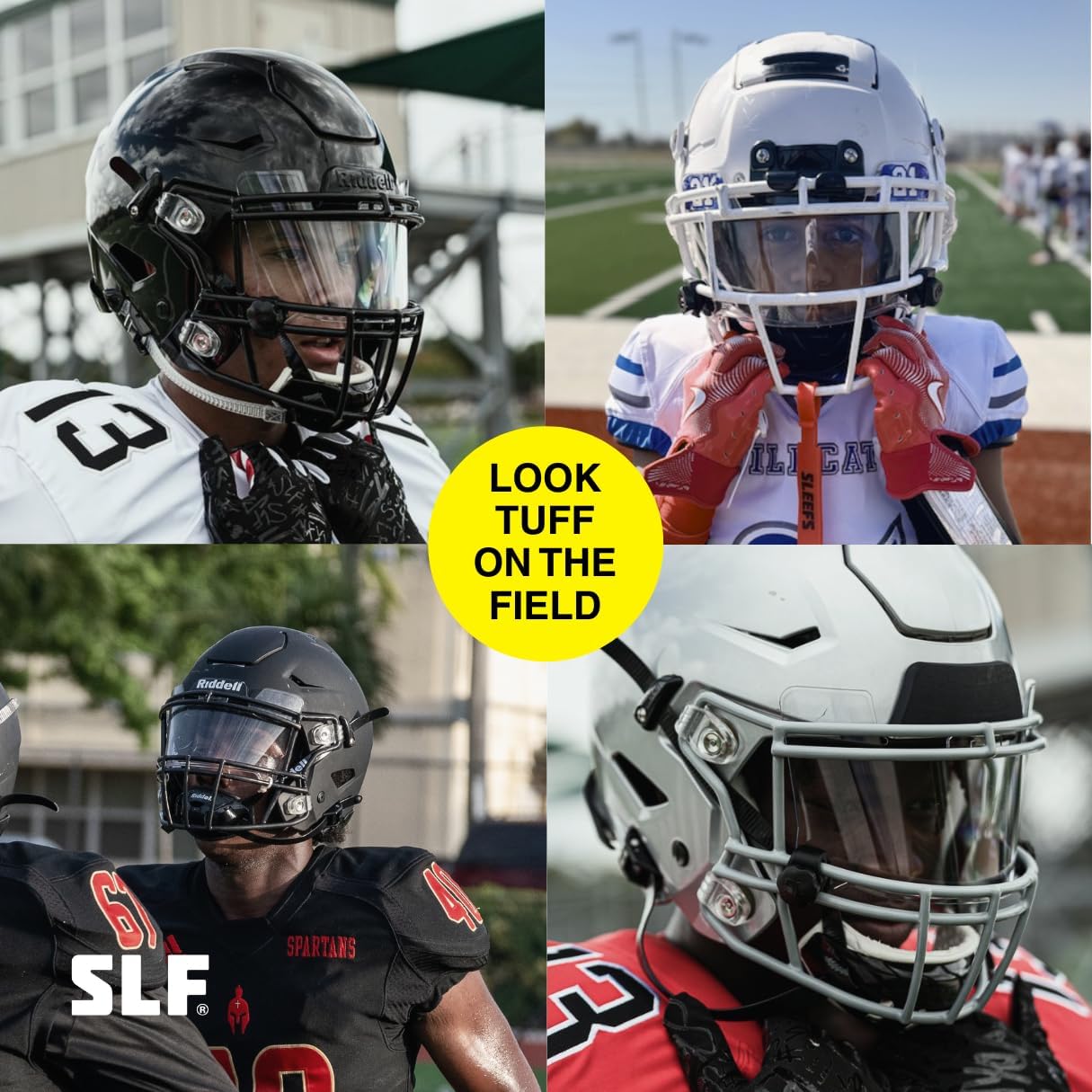SLEEFS Clear Football Visor for Helmet - Professional Football Visor - Face & Eye Shield - Fits Youth & Adult Helmets - Includes Quick Visor Clips