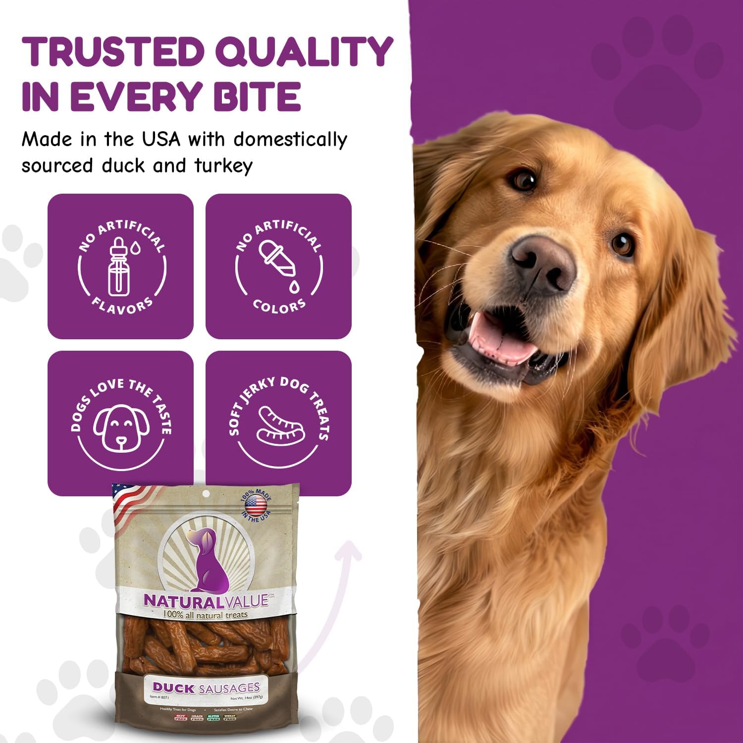 Loving Pets Natural Value Beef Sticks - Soft Jerky Dog Treats for Large & Small Breeds - Healthy Gluten, Wheat, Soy & Grain Free Pet Treats for Dogs