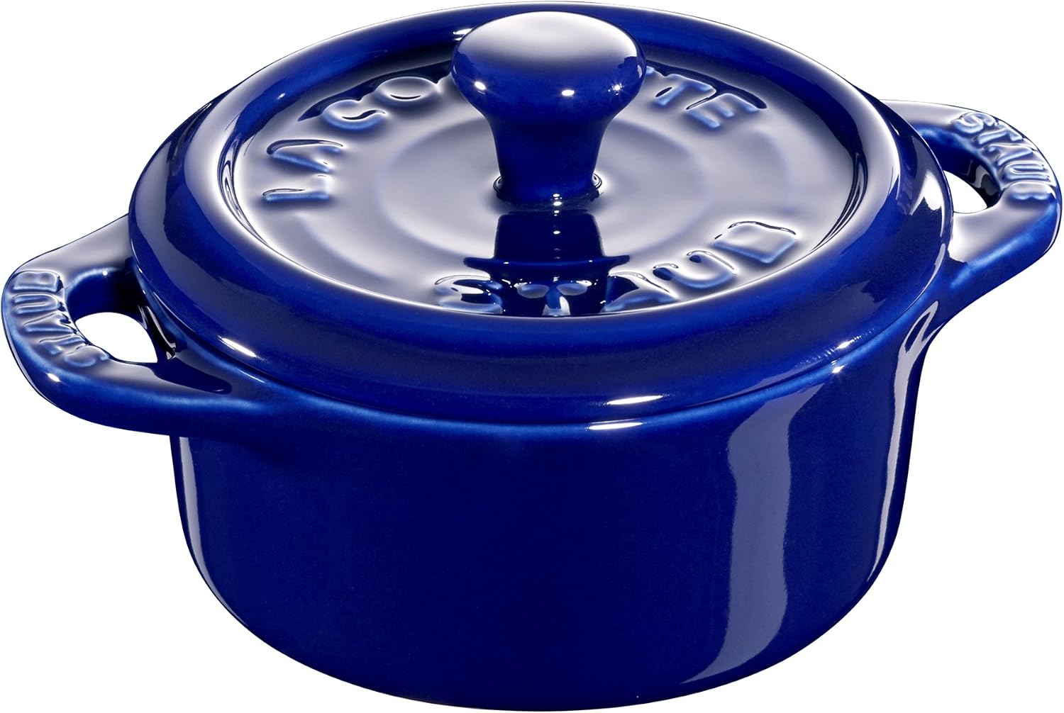 STAUB Ceramic Dutch Oven 3-piece Mini Round Cocotte, Dark Blue